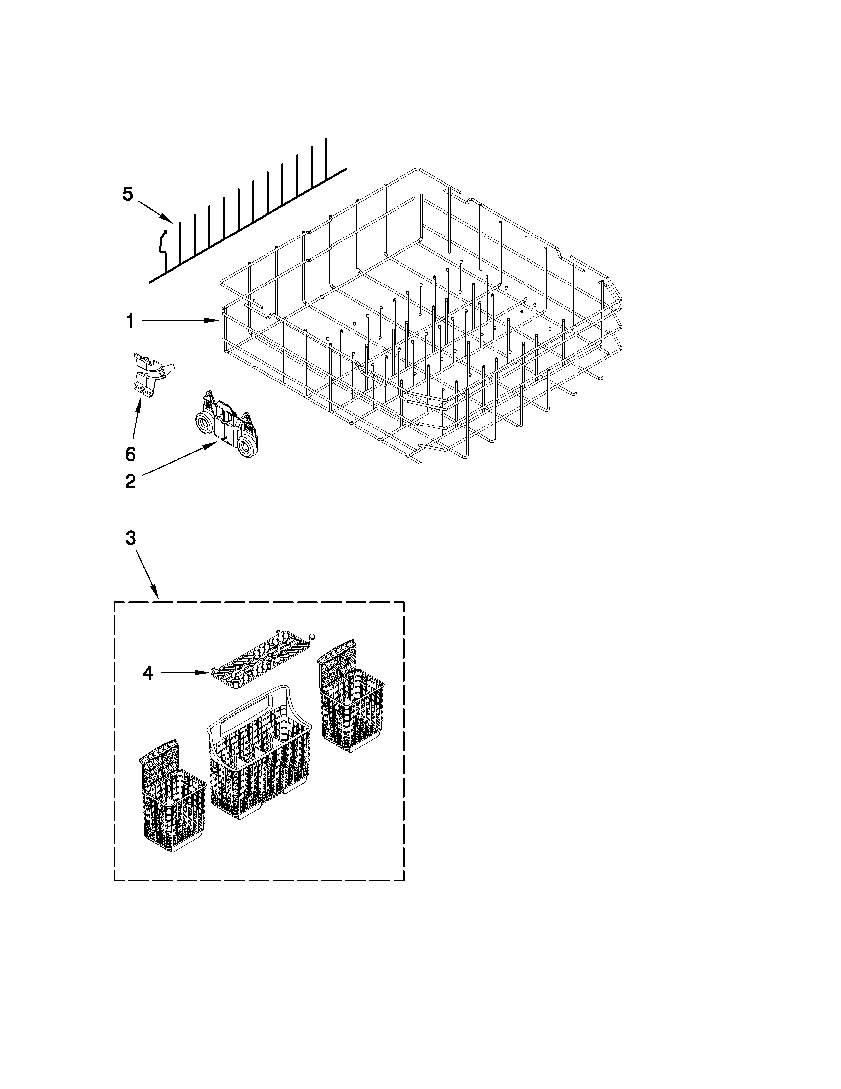 Kenmore Elite 66513963K010 lower rack parts diagram