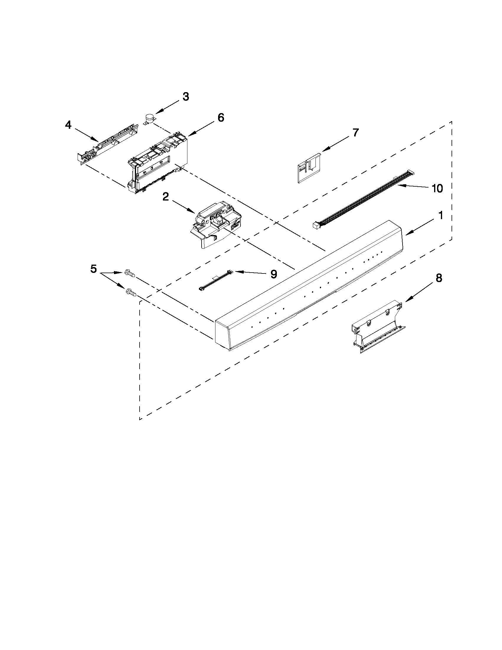 Kenmore Elite 66513943K011 control panel and latch parts diagram