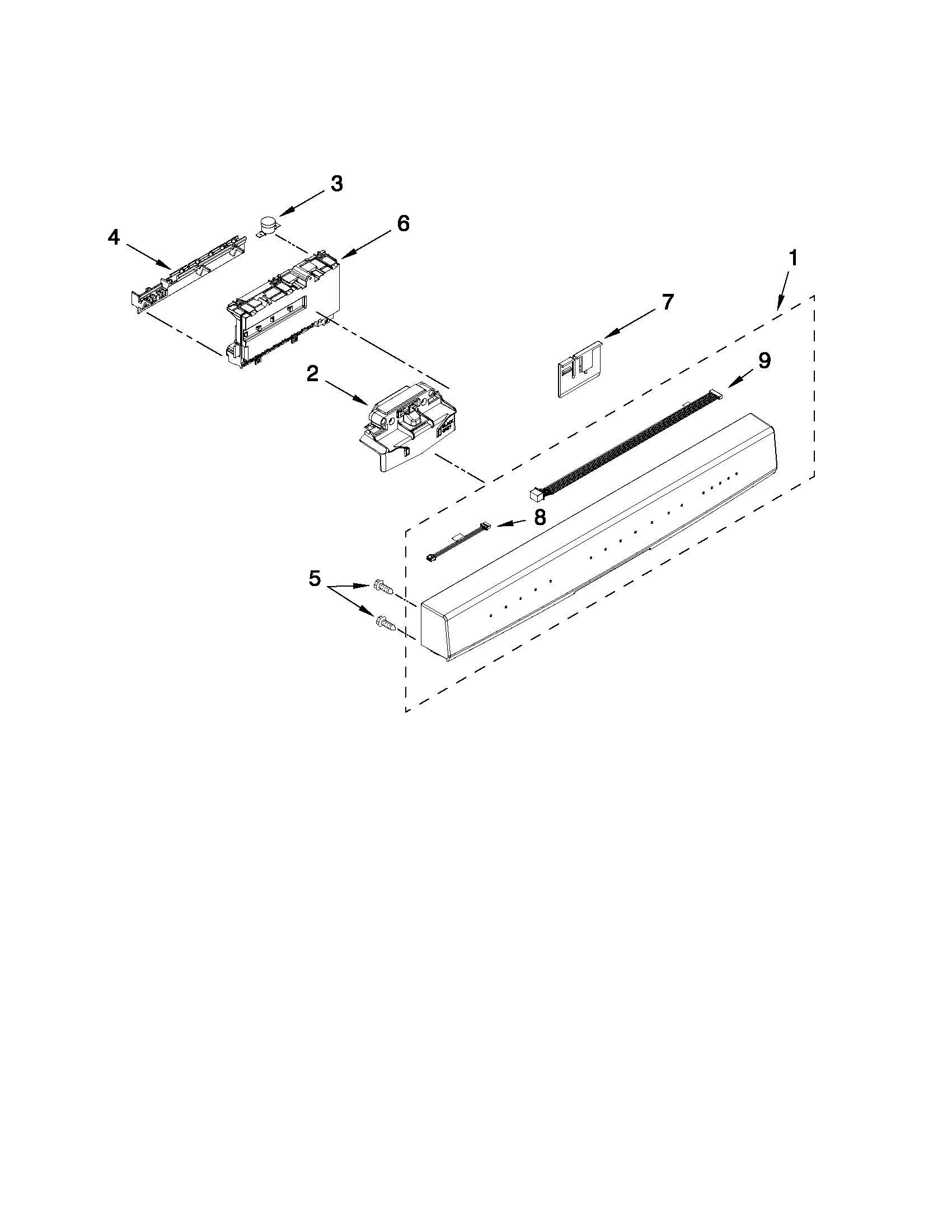 Kenmore Elite 66513969K011 control panel and latch parts diagram