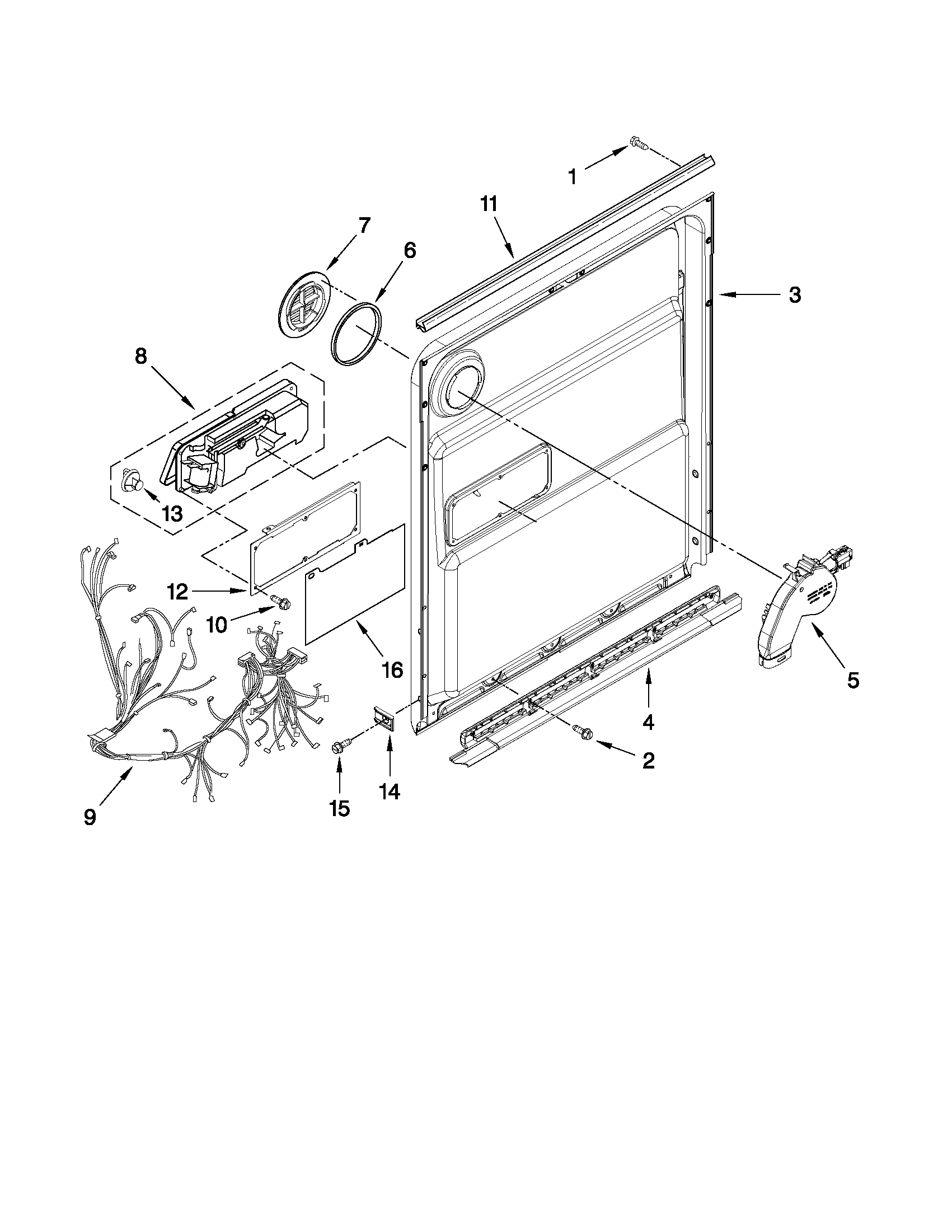 Kenmore Elite 66513969K011 inner door parts diagram