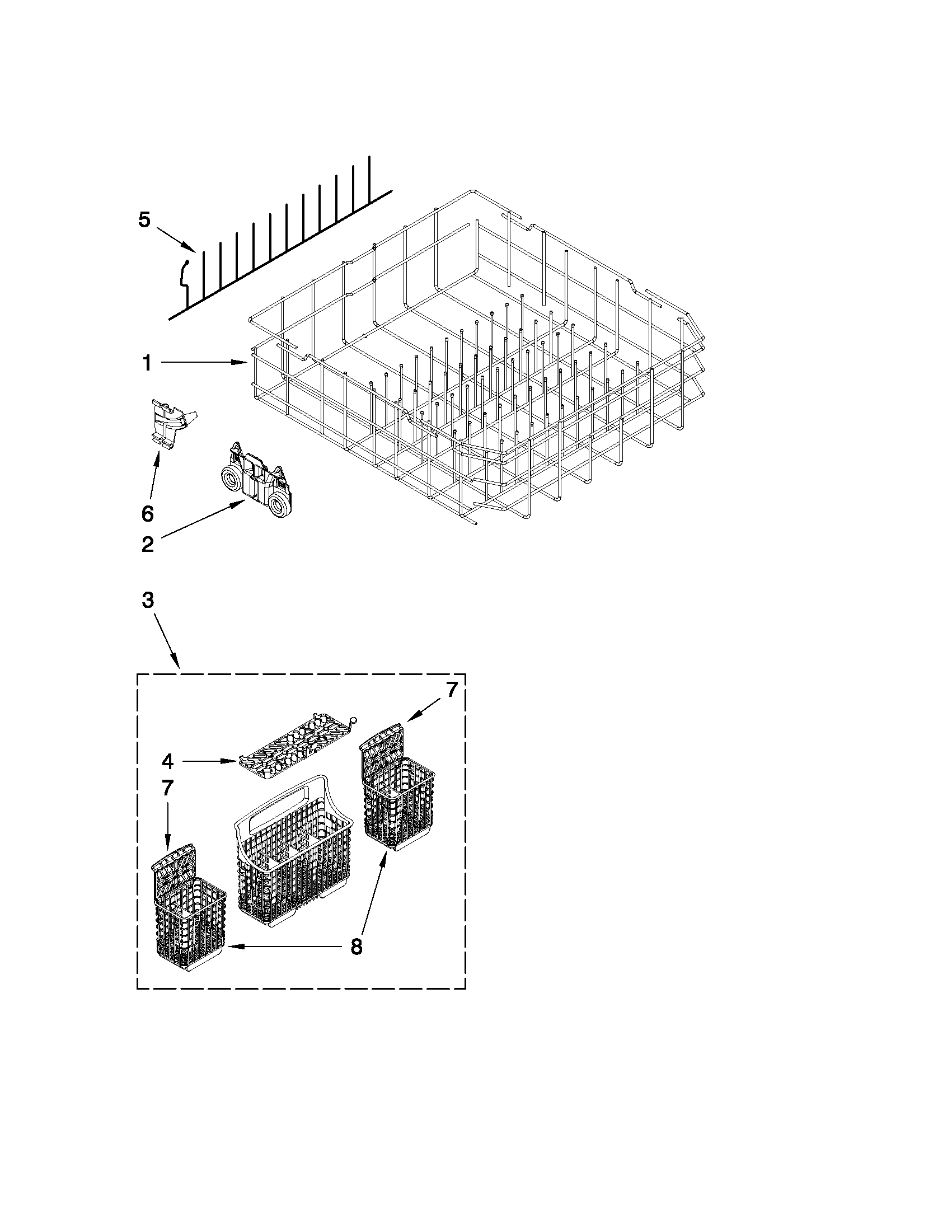 Kenmore Elite 66513969K011 lower rack parts diagram