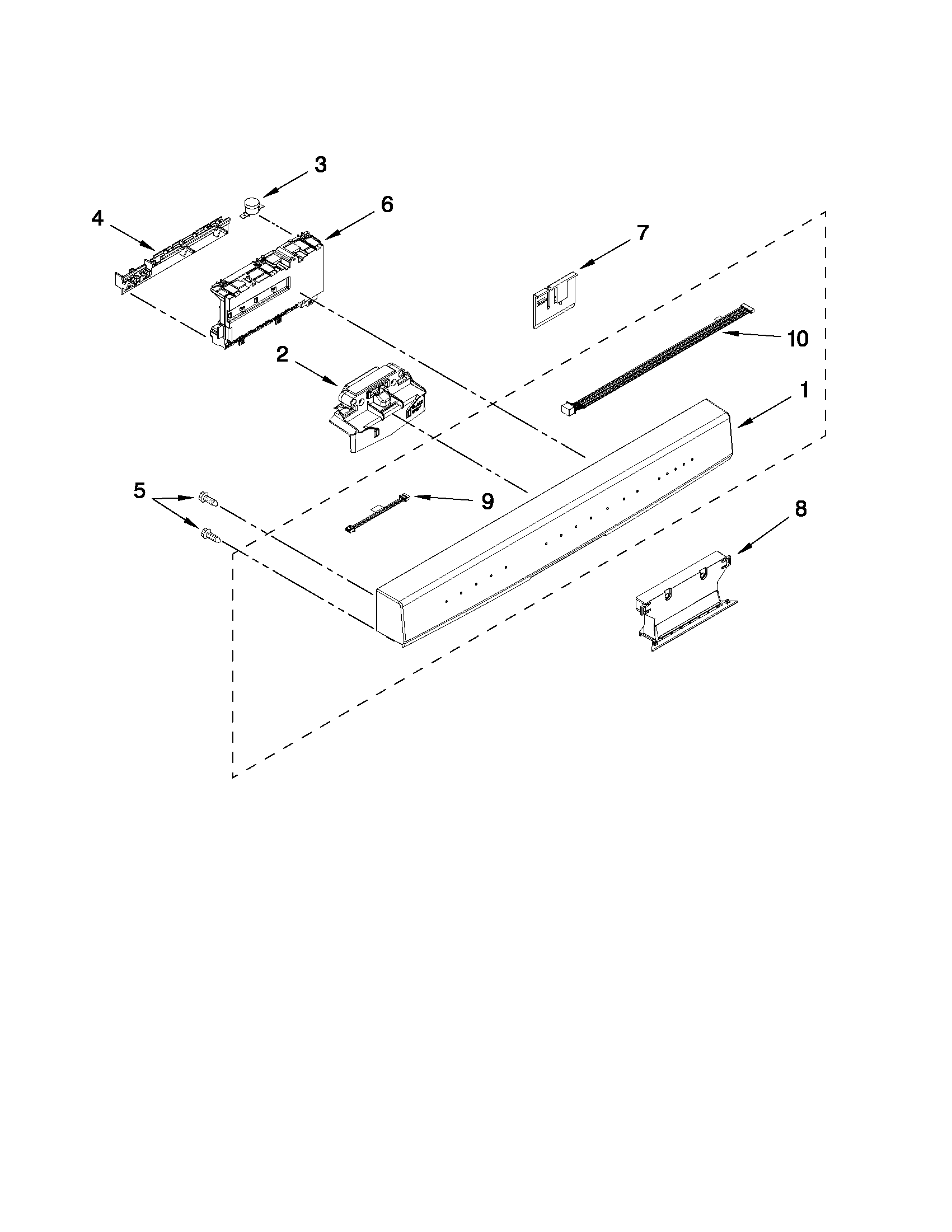 Kenmore Elite 66513944K012 control panel and latch parts diagram