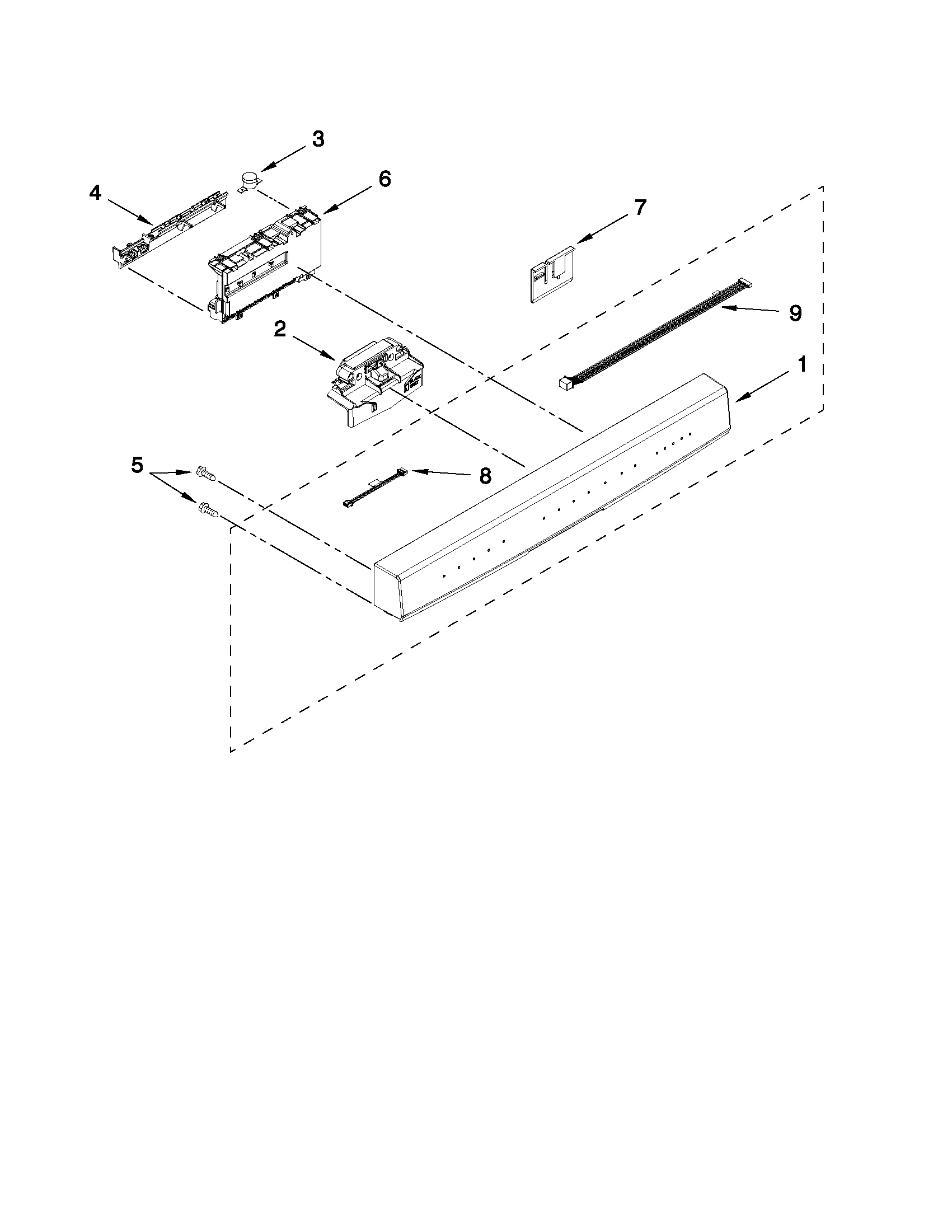 Kenmore Elite 66513969K012 control panel and latch parts diagram