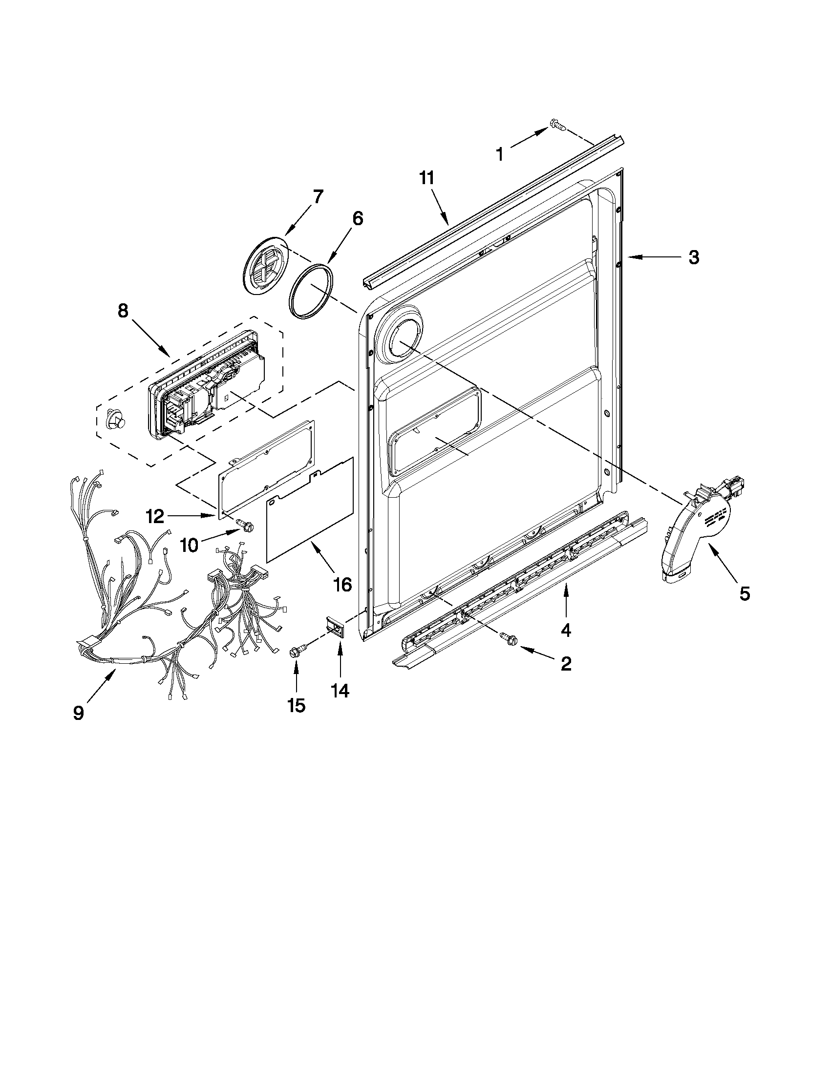 Kenmore Elite 66513969K012 inner door parts diagram