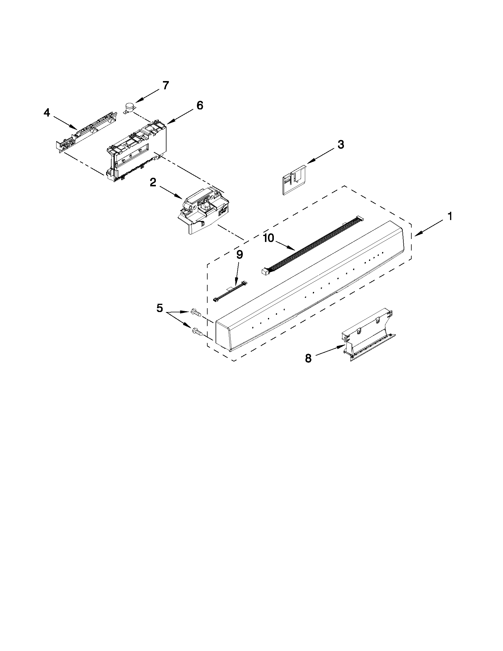 Kenmore Elite 66513943K013 control panel and latch parts diagram