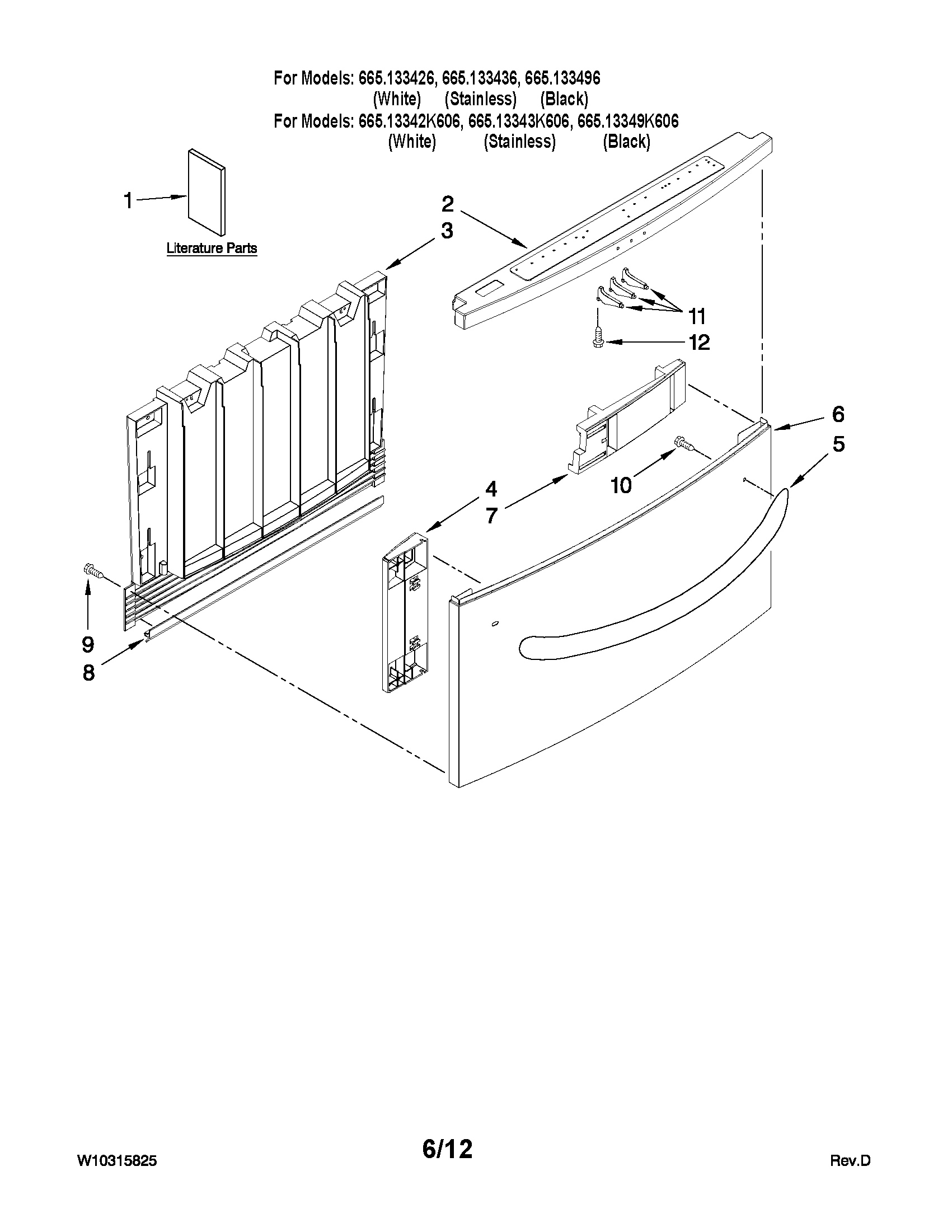 Kenmore Elite 665133496 front panel parts diagram