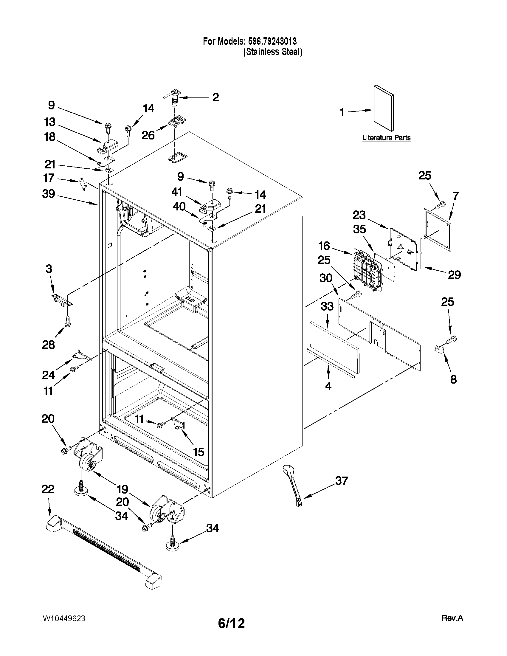 Kenmore 59679243013 cabinet parts diagram