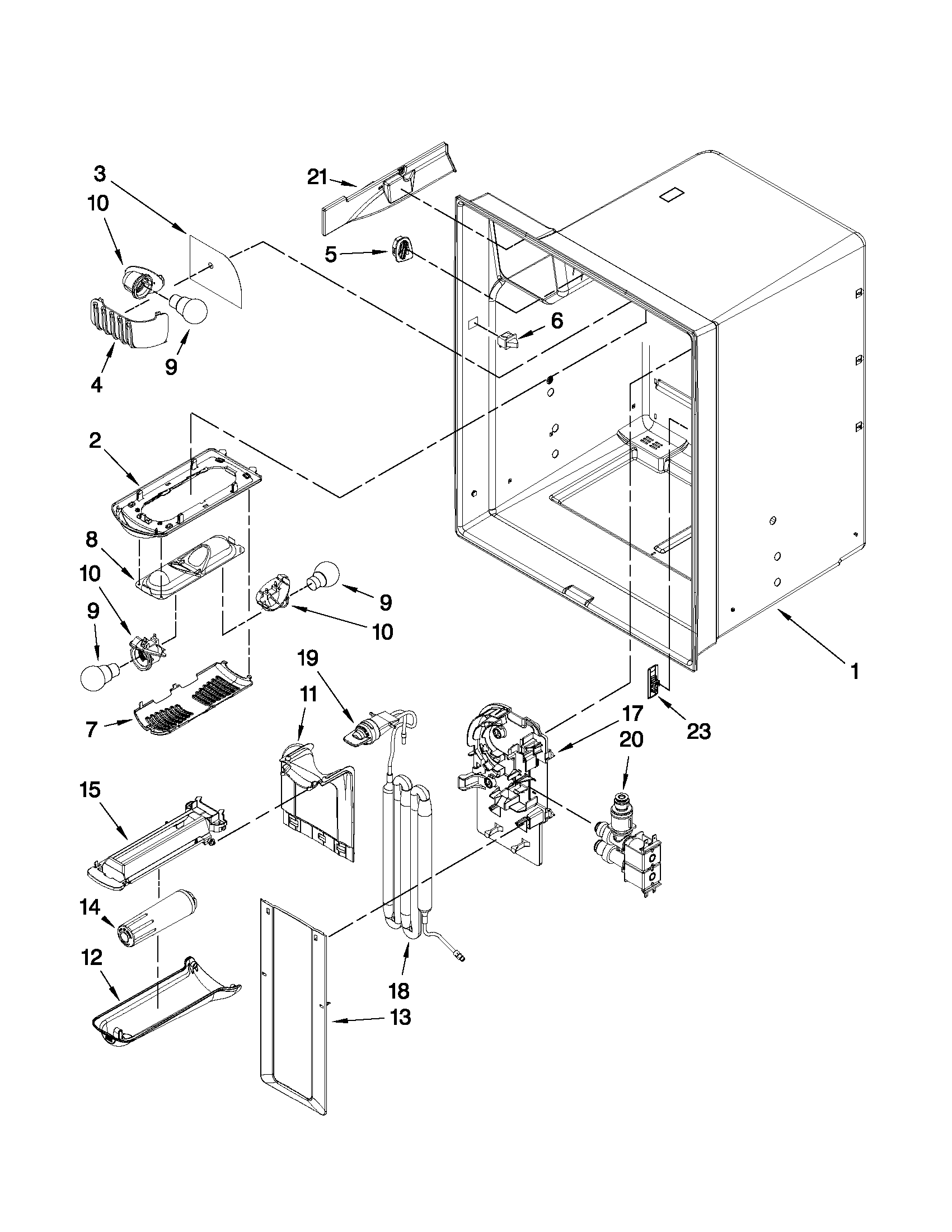 Kenmore 59679243013 refrigerator liner parts diagram