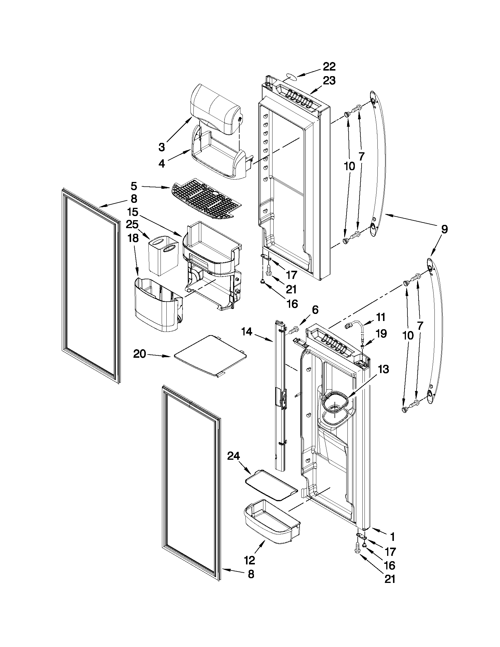 Kenmore 59679243013 refrigerator door parts diagram