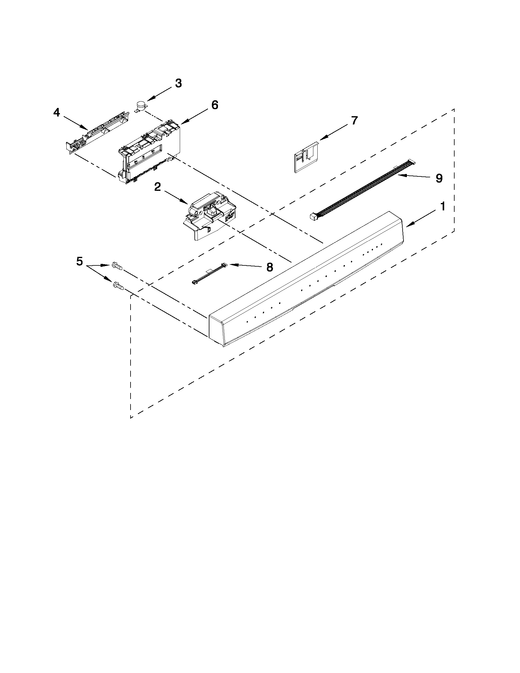 Kenmore 66514062K012 control panel and latch parts diagram