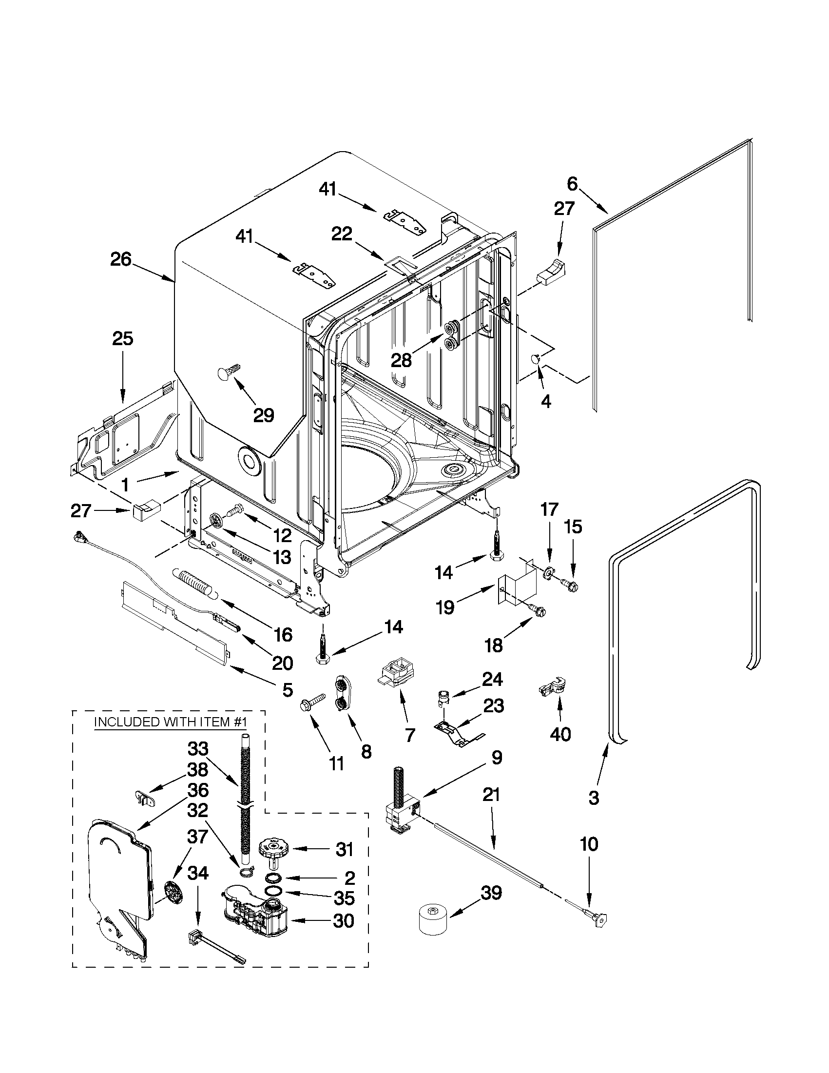 Kenmore 66514062K012 tub and frame parts diagram