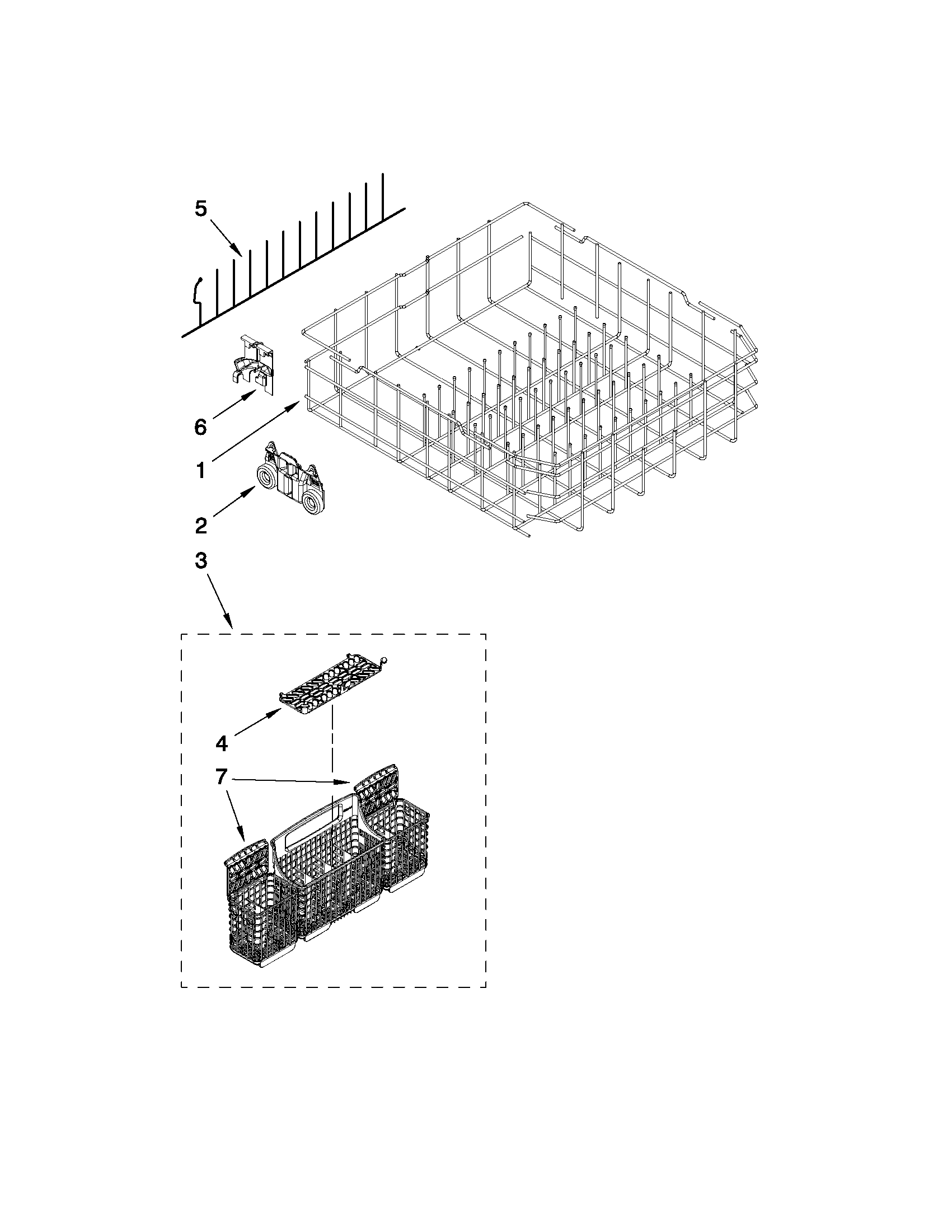 Kenmore 66514062K012 lower rack parts diagram
