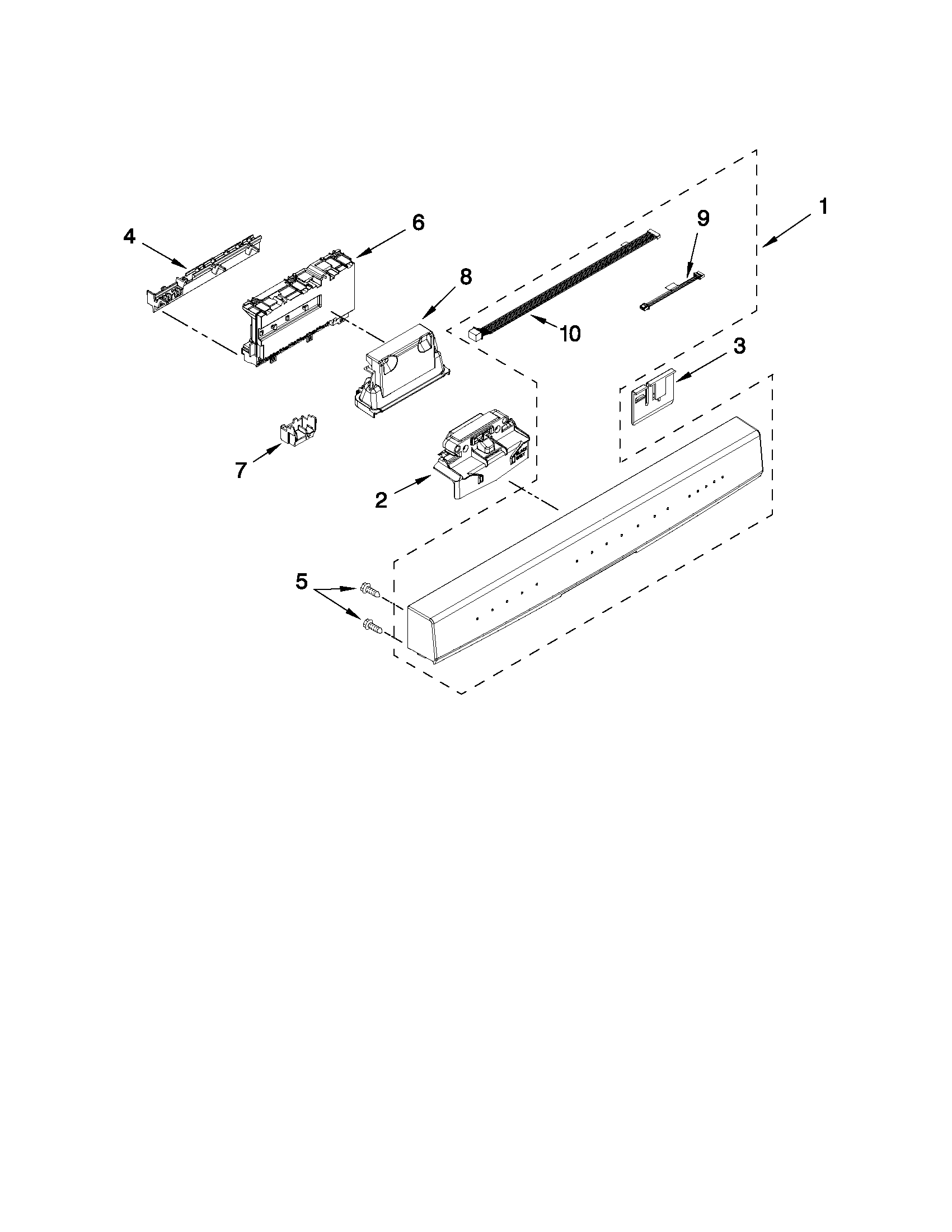 Kenmore Elite 66513949K017 control panel and latch parts diagram