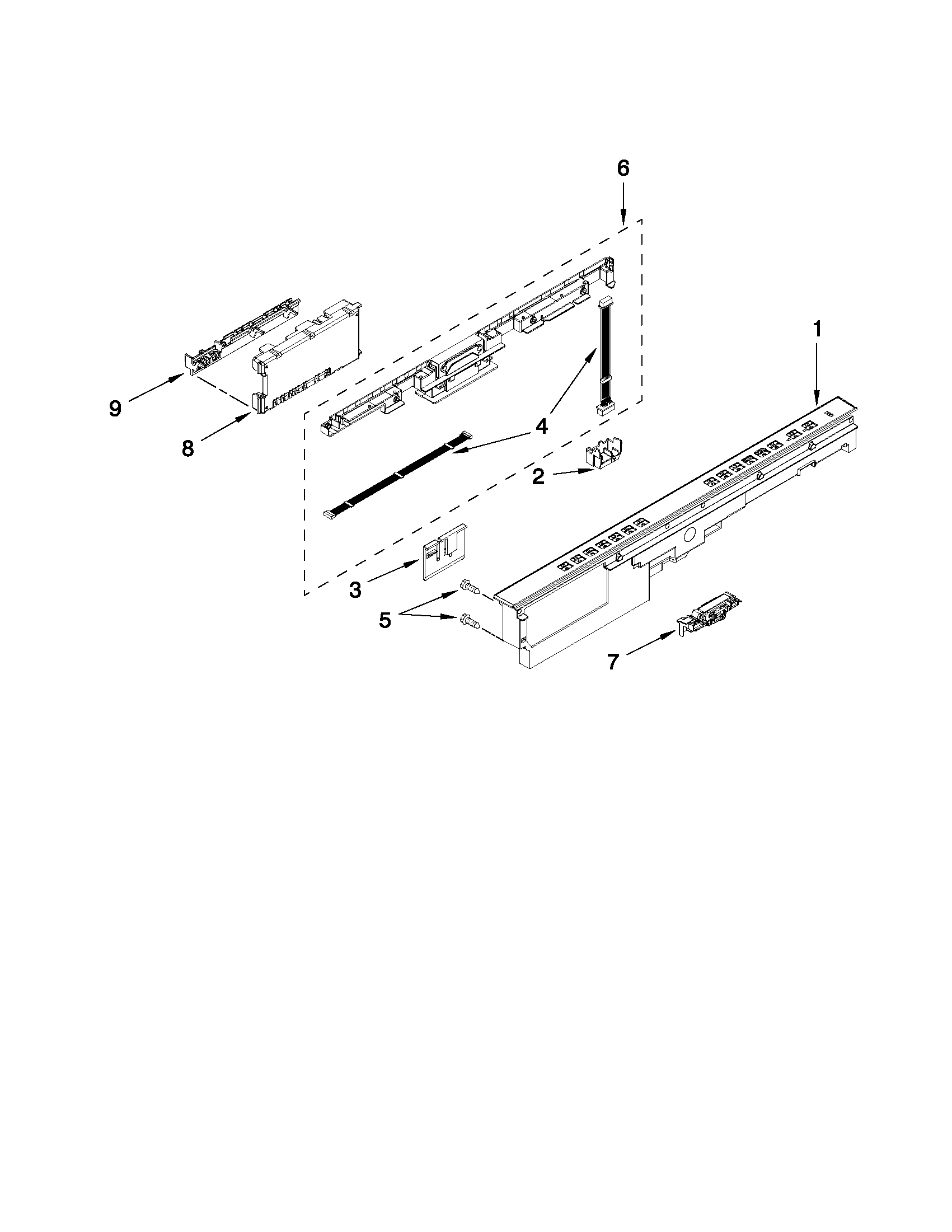 Kenmore 66513292K114 control panel and latch parts diagram