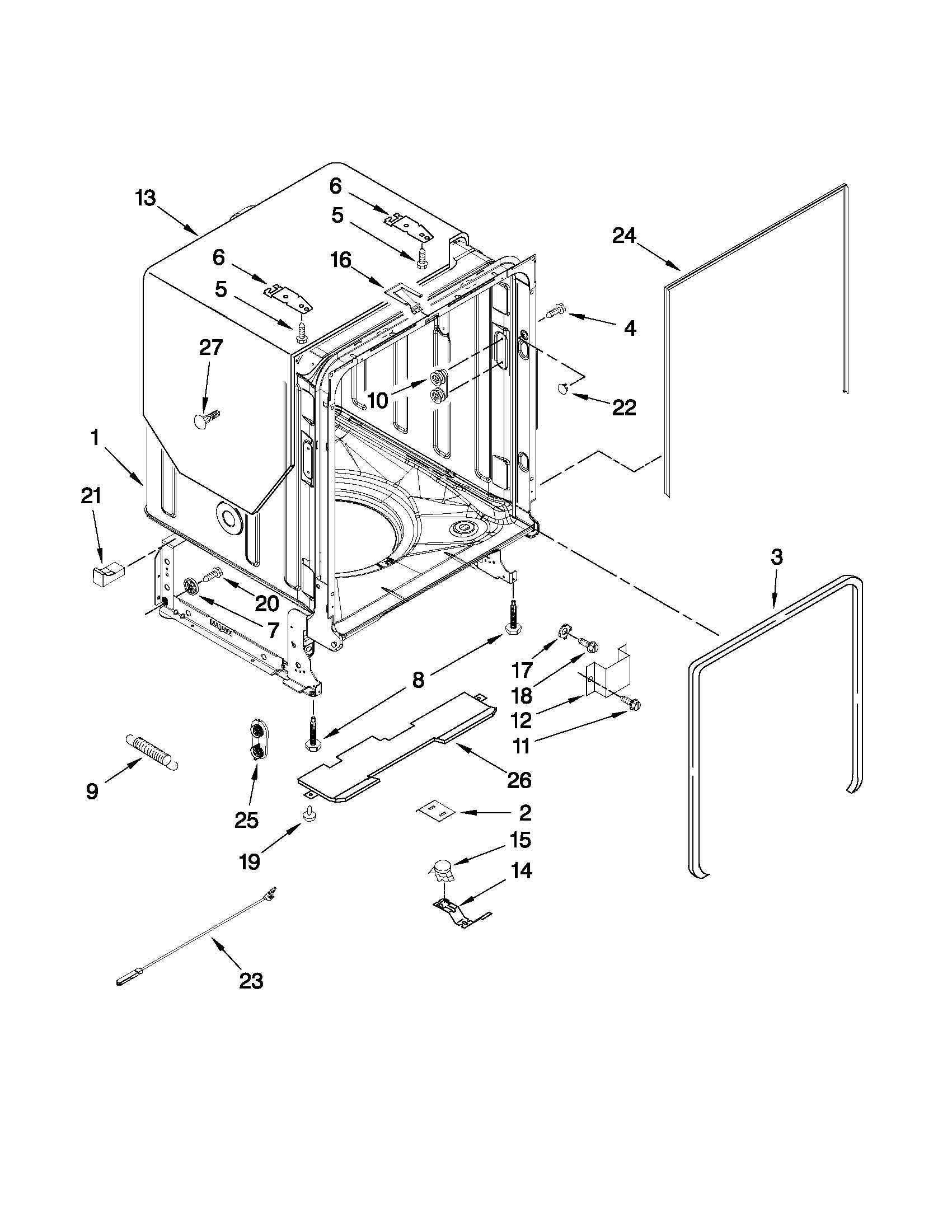 Kenmore 66513292K114 tub and frame parts diagram