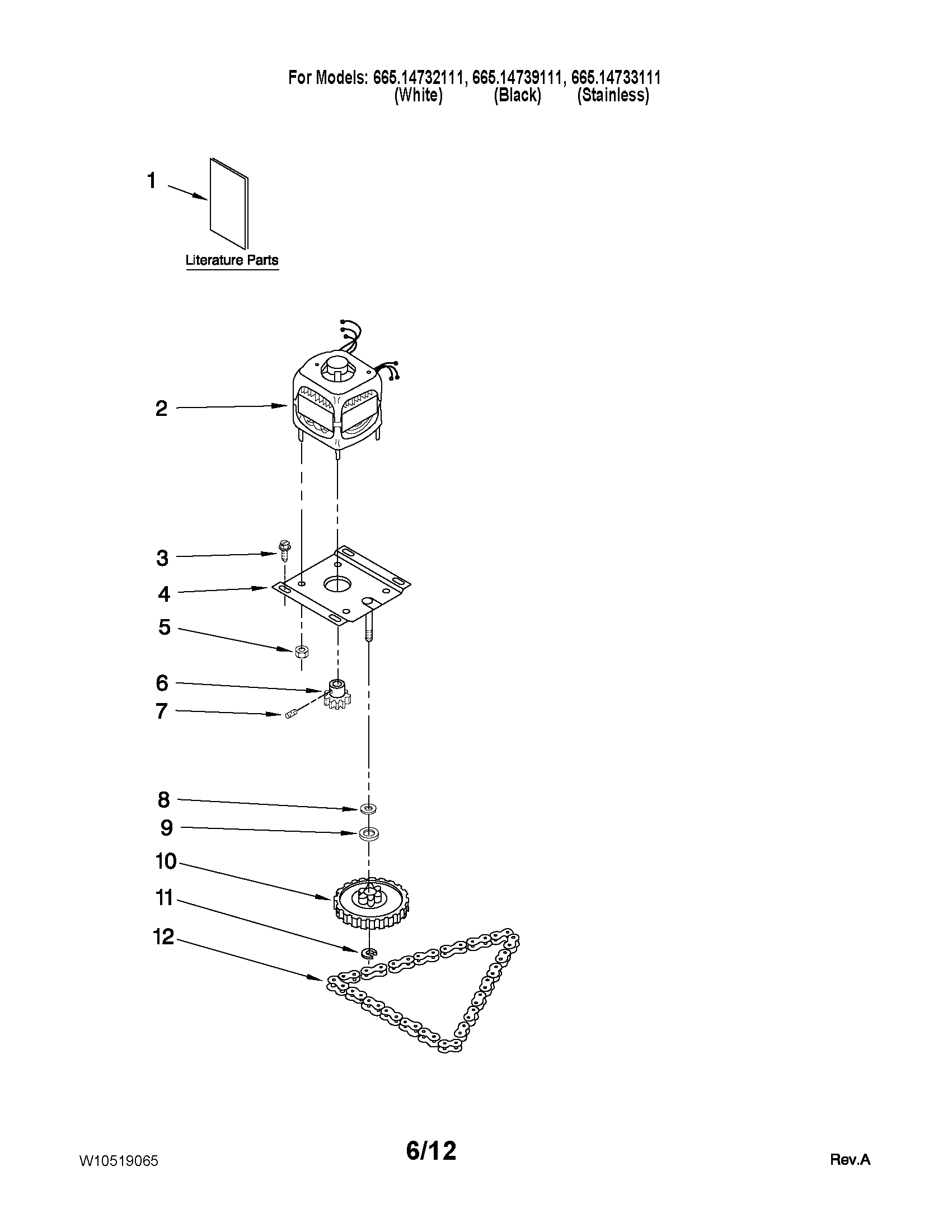 Kenmore 66514732111 motor and drive parts diagram
