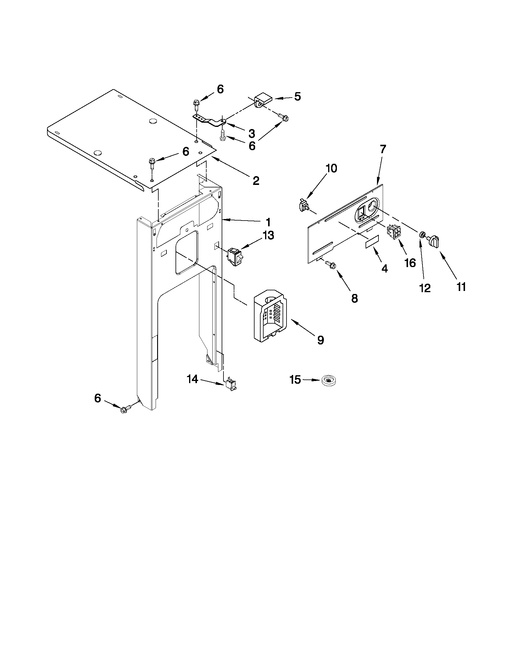 Kenmore 66514732111 panel and control parts diagram