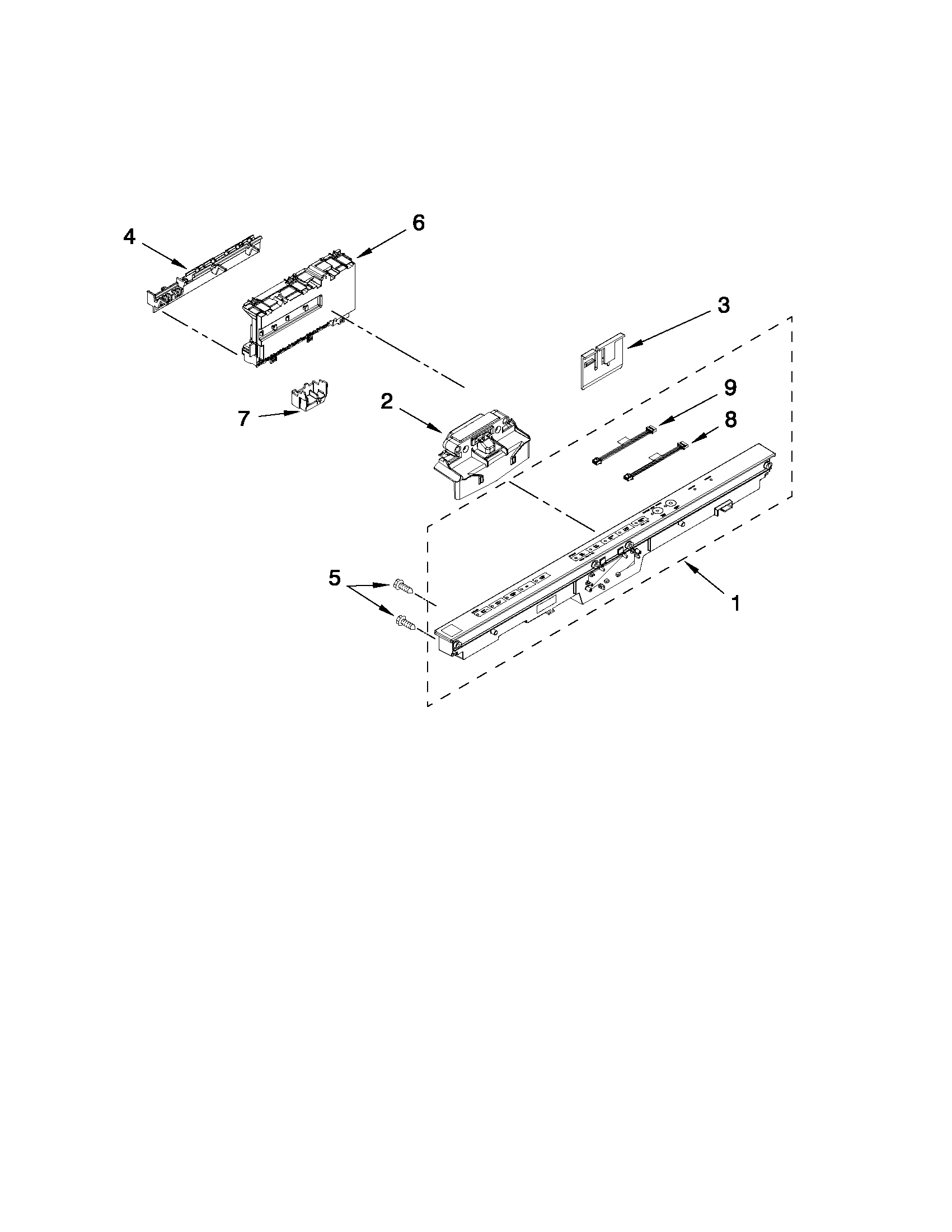 Kenmore Elite 66513939K017 control panel and latch parts diagram