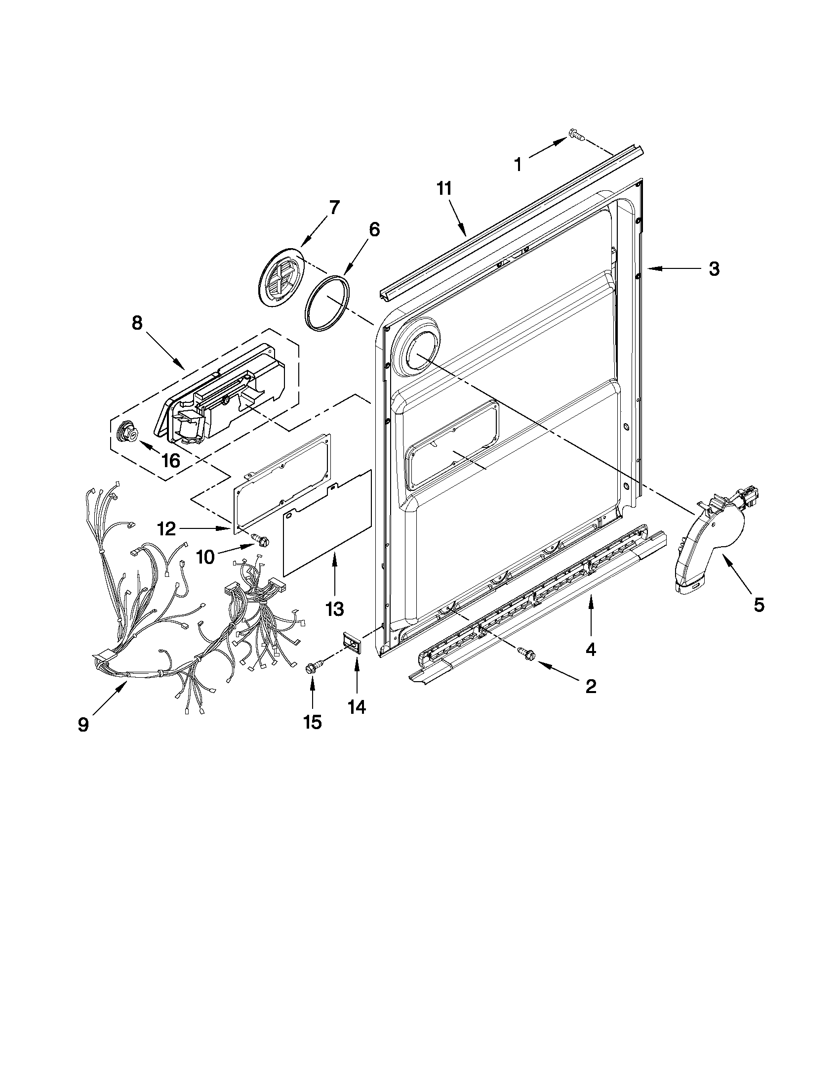 Kenmore Elite 66513939K017 inner door parts diagram
