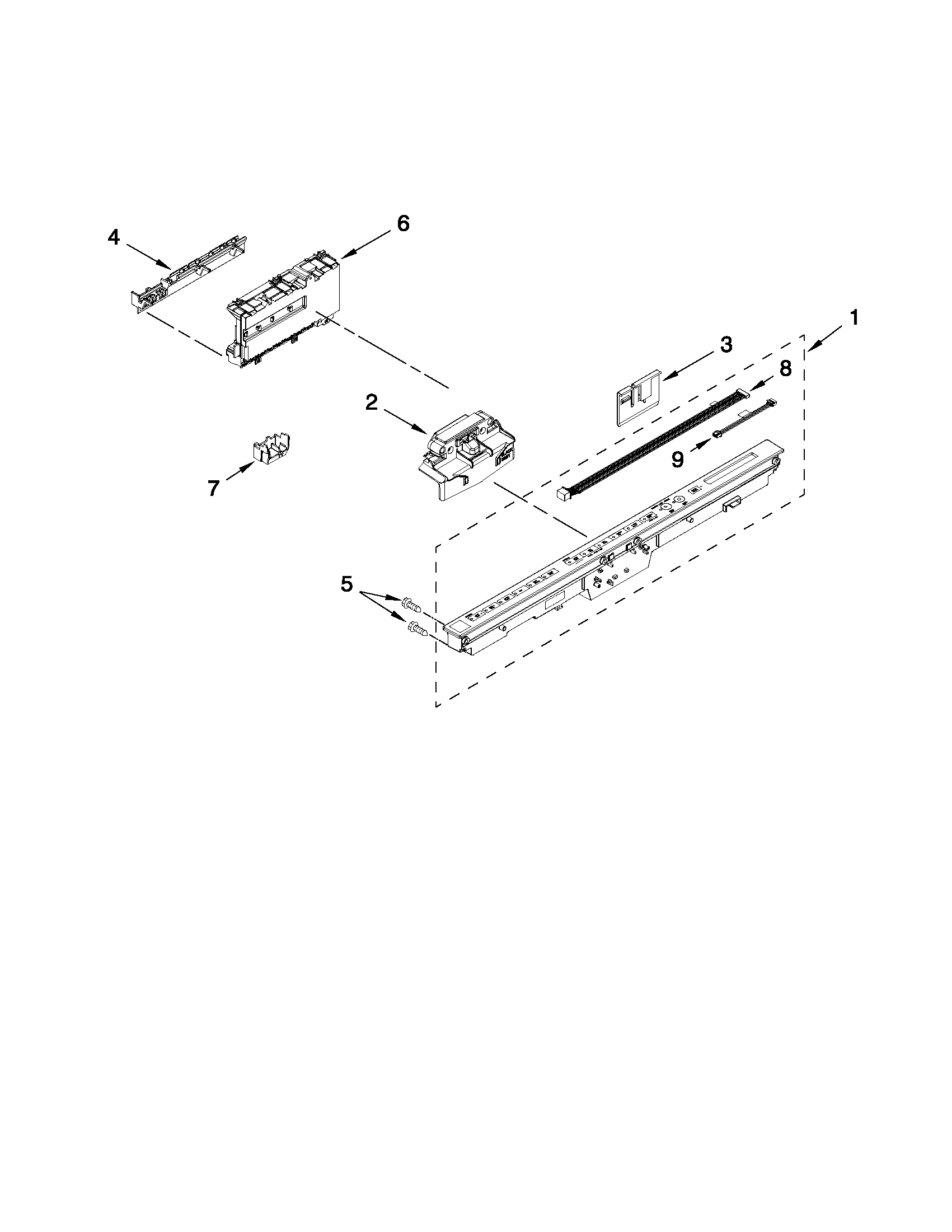 Kenmore Elite 66513962K017 control panel and latch parts diagram