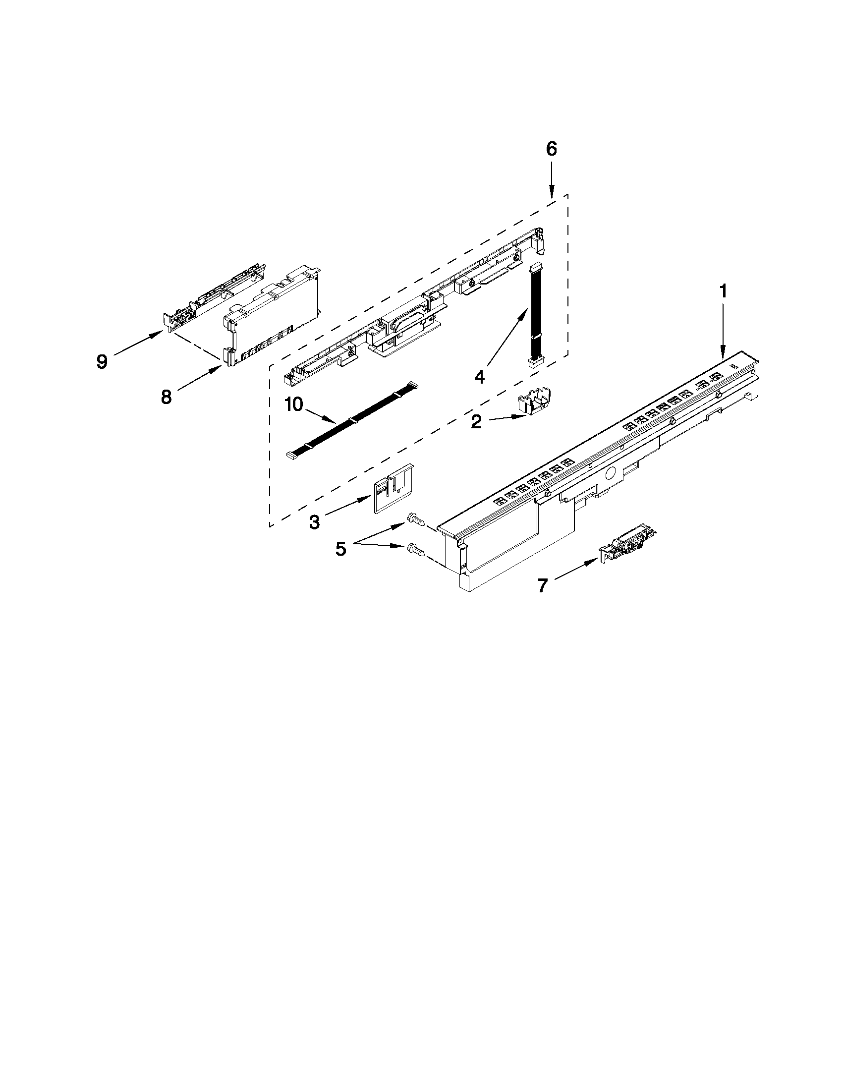 Kenmore 66515693K210 control panel and latch parts diagram