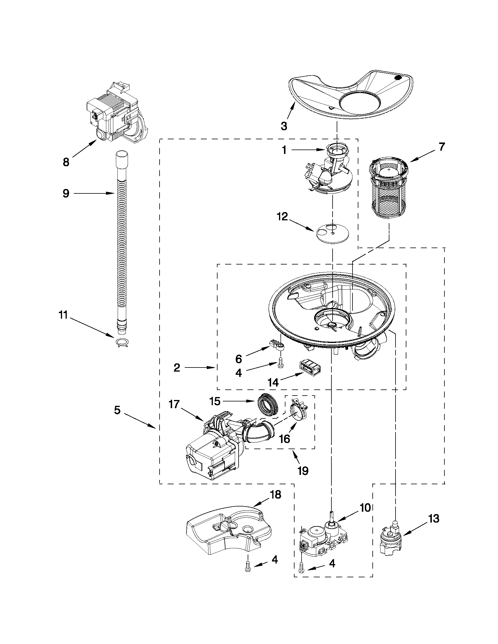 Kenmore 66515693K210 pump and motor parts diagram