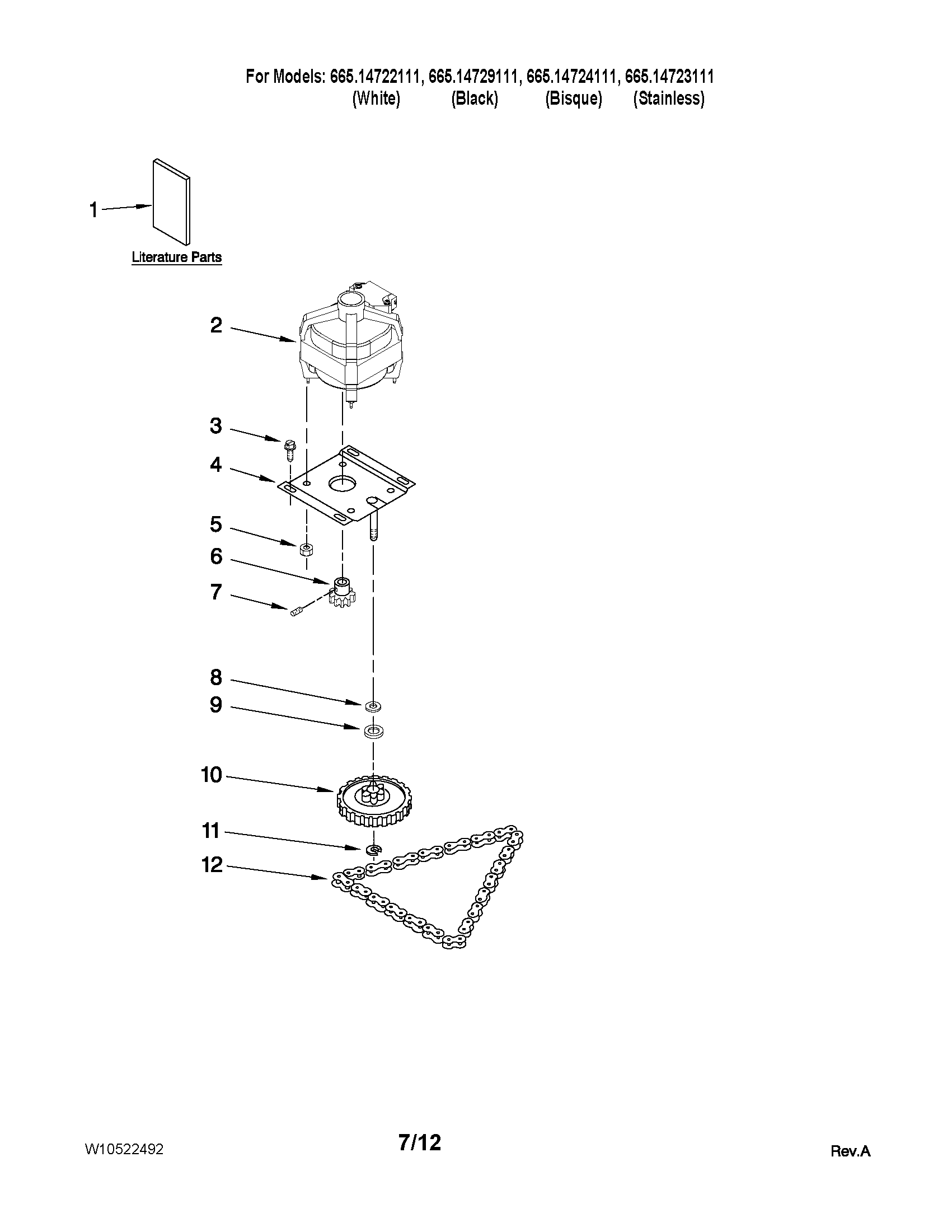 Kenmore 66514722111 motor and drive parts diagram