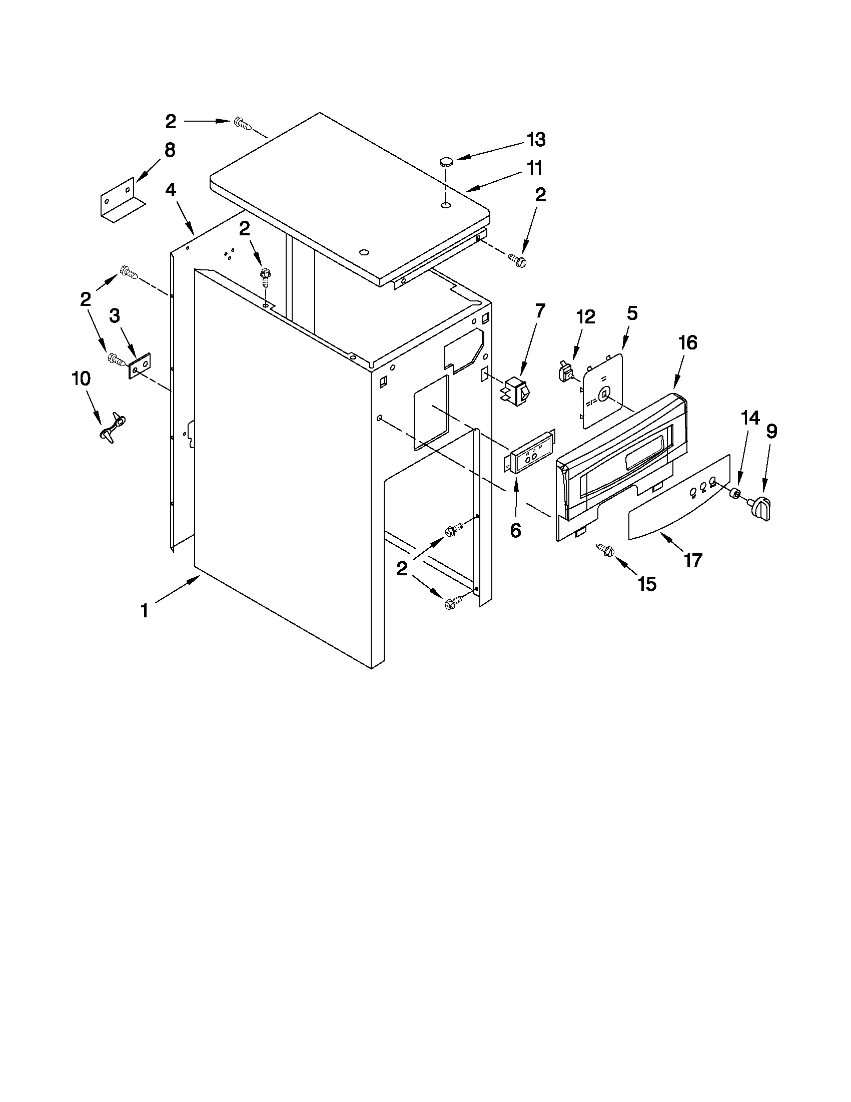 Kenmore 66514722111 cabinet and control parts diagram