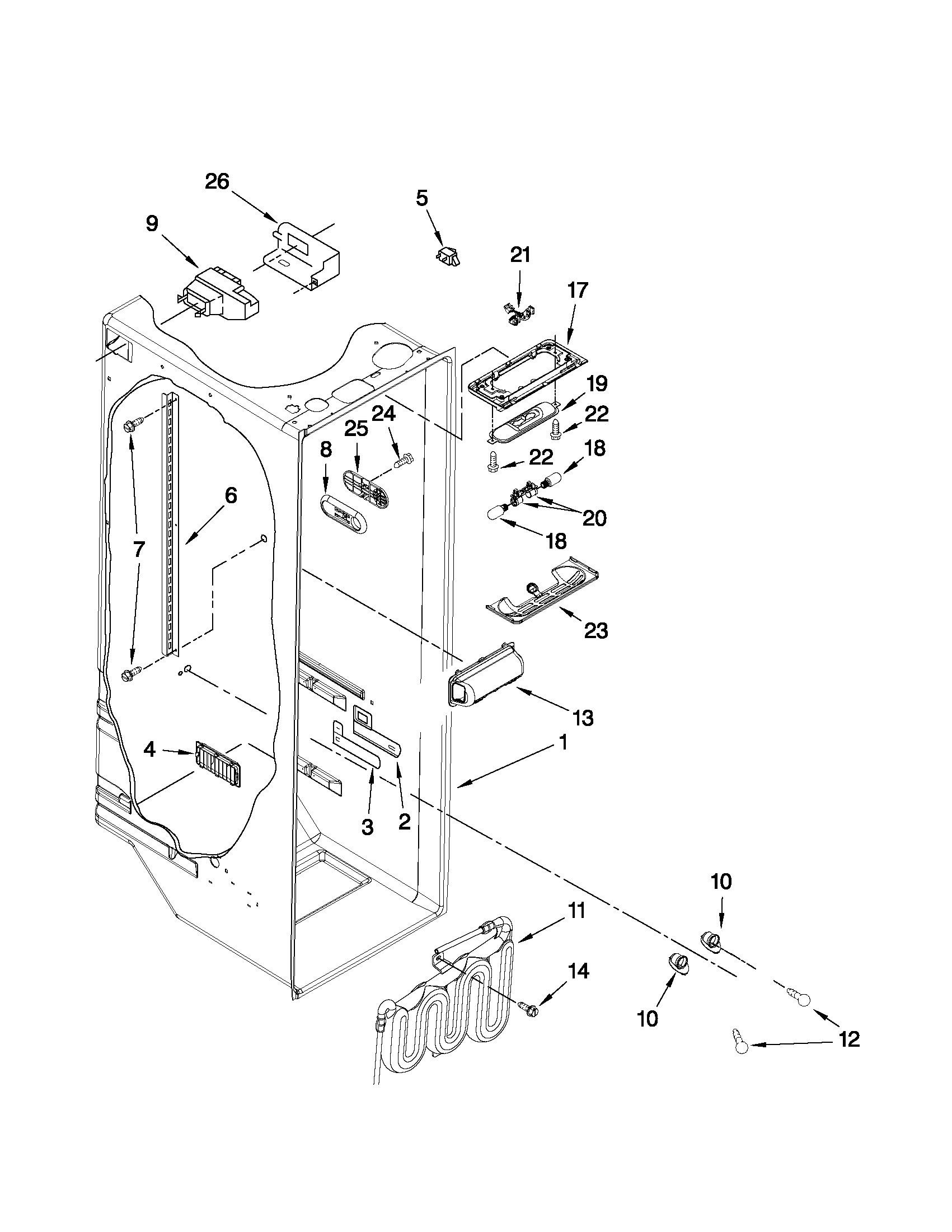 Kenmore Elite 10658714803 refrigerator liner parts diagram