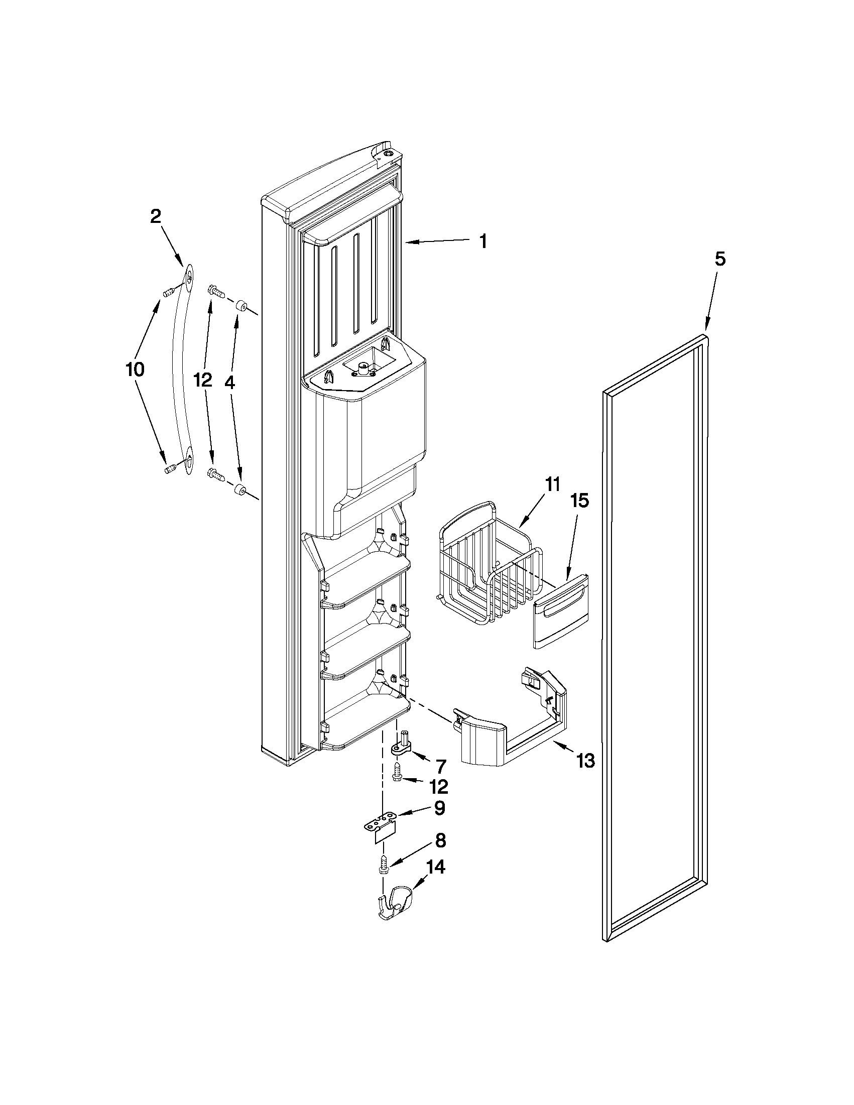 Kenmore Elite 10658714803 freezer door parts diagram