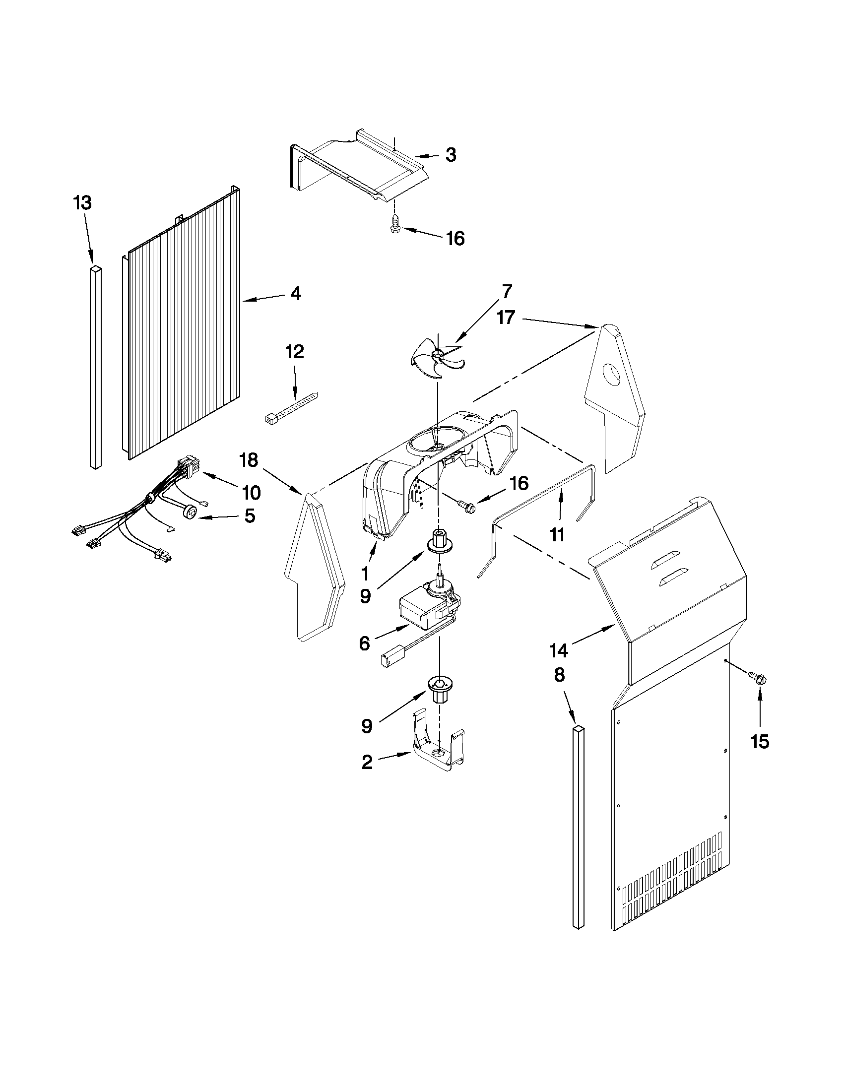 Kenmore Elite 10658714803 air flow parts diagram