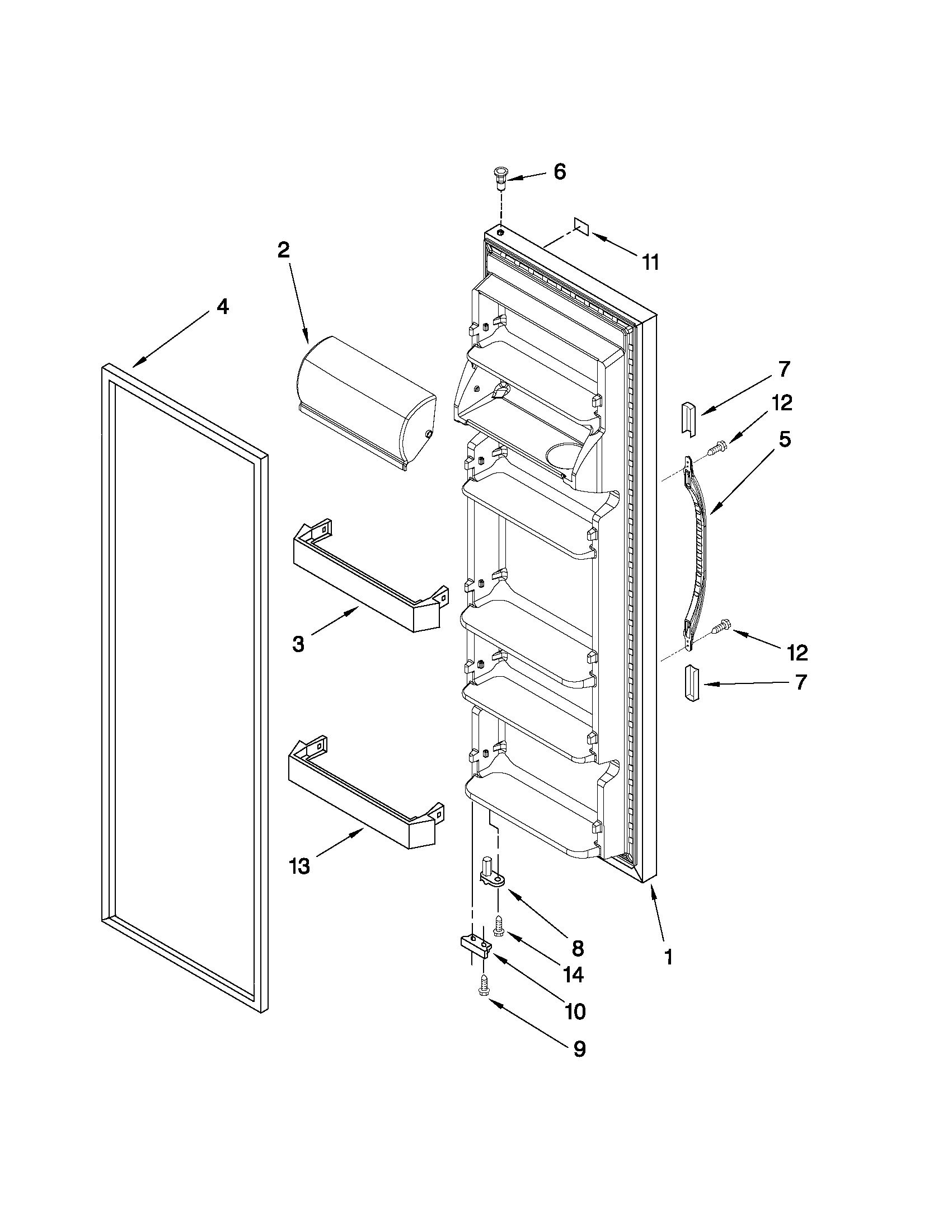 Kenmore 10659912703 refrigerator door parts diagram