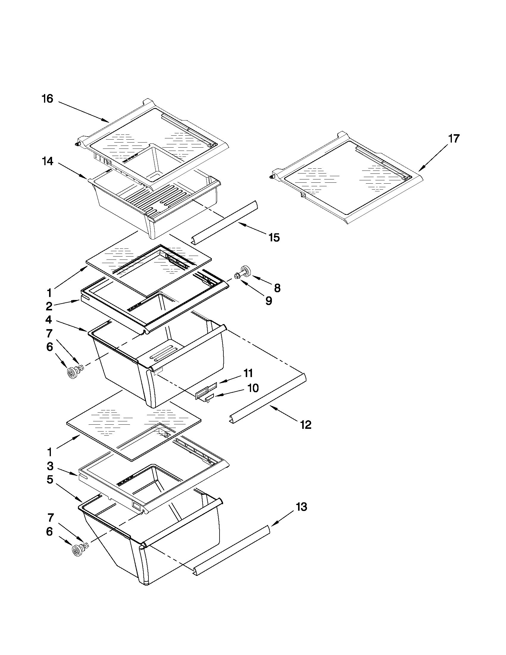 Kenmore 10651593011 refrigerator shelf parts diagram
