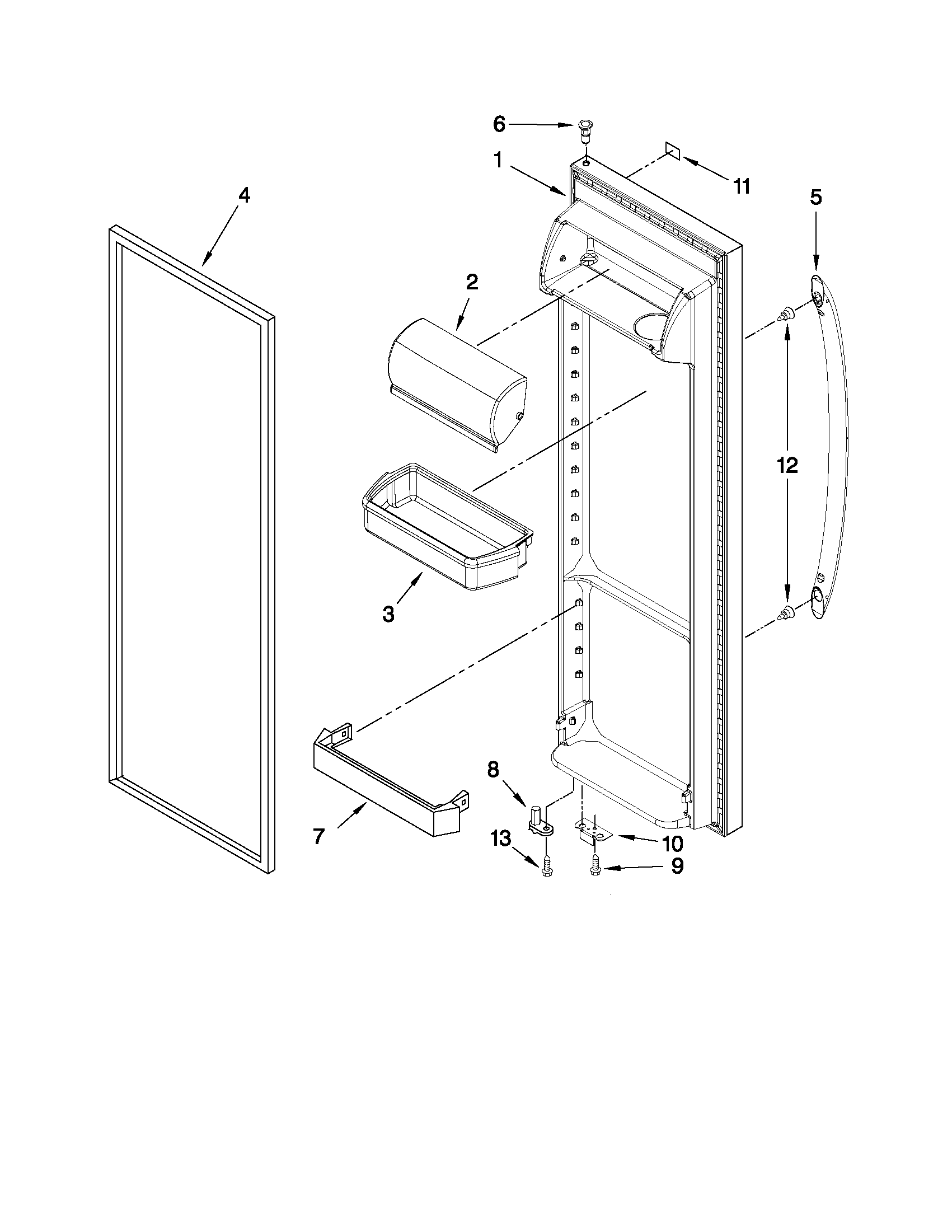 Kenmore 10651593011 refrigerator door parts diagram
