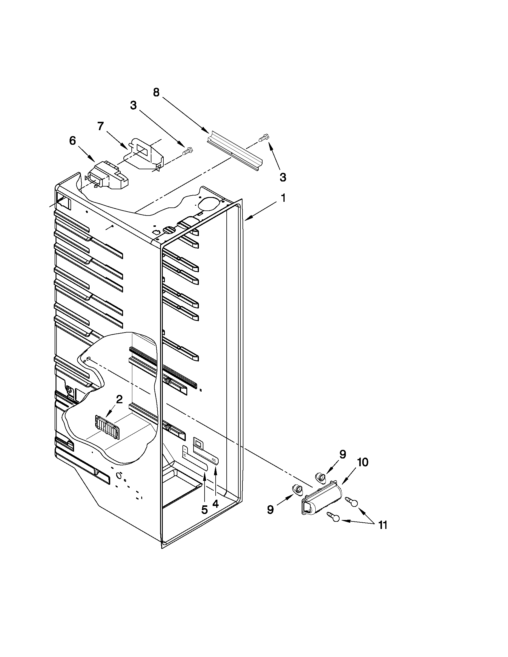 Kenmore 10640263011 refrigerator liner parts diagram