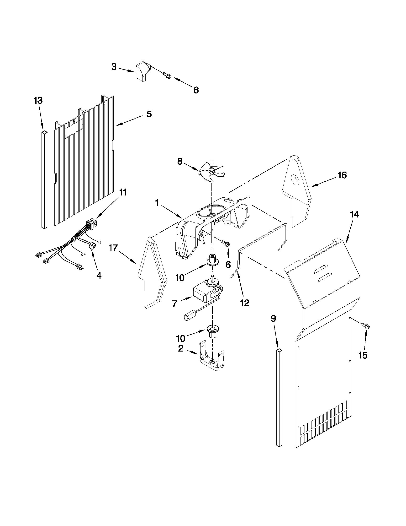 Kenmore 10640263011 air flow parts diagram