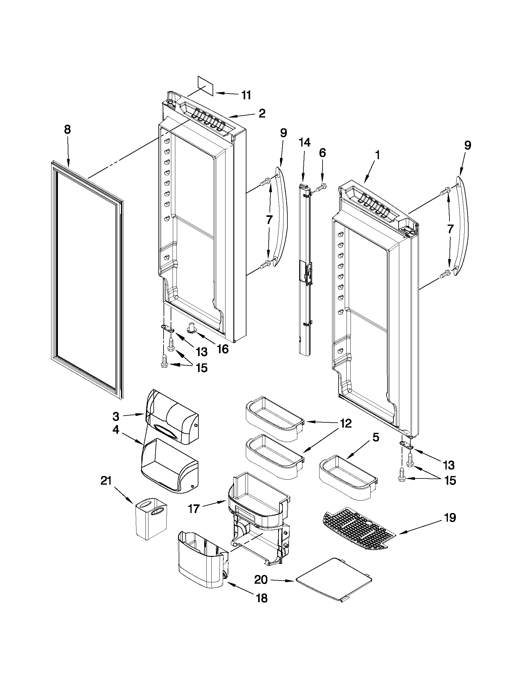 Kenmore 59679522014 refrigerator door parts diagram
