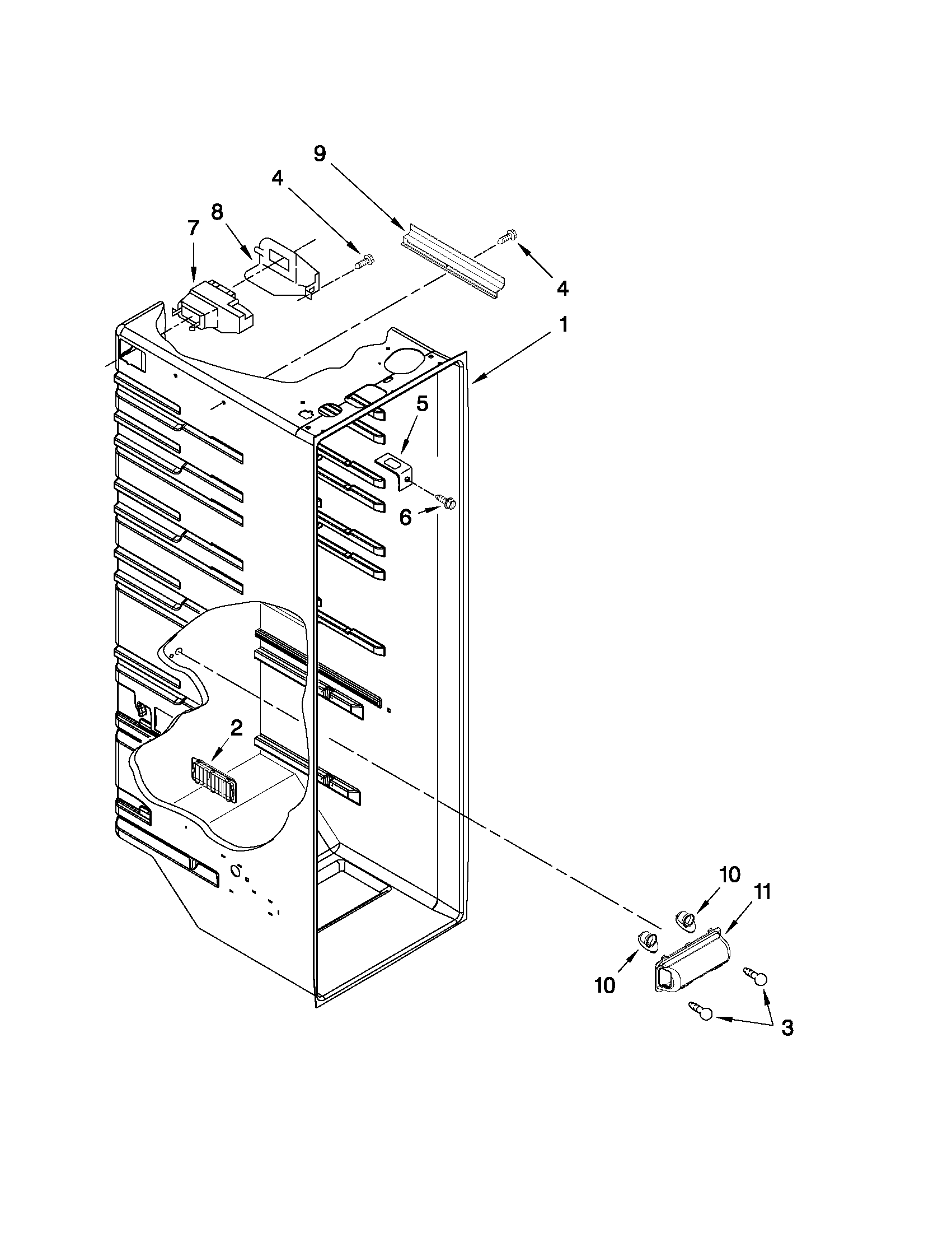 Kenmore 10641263804 refrigerator liner parts diagram