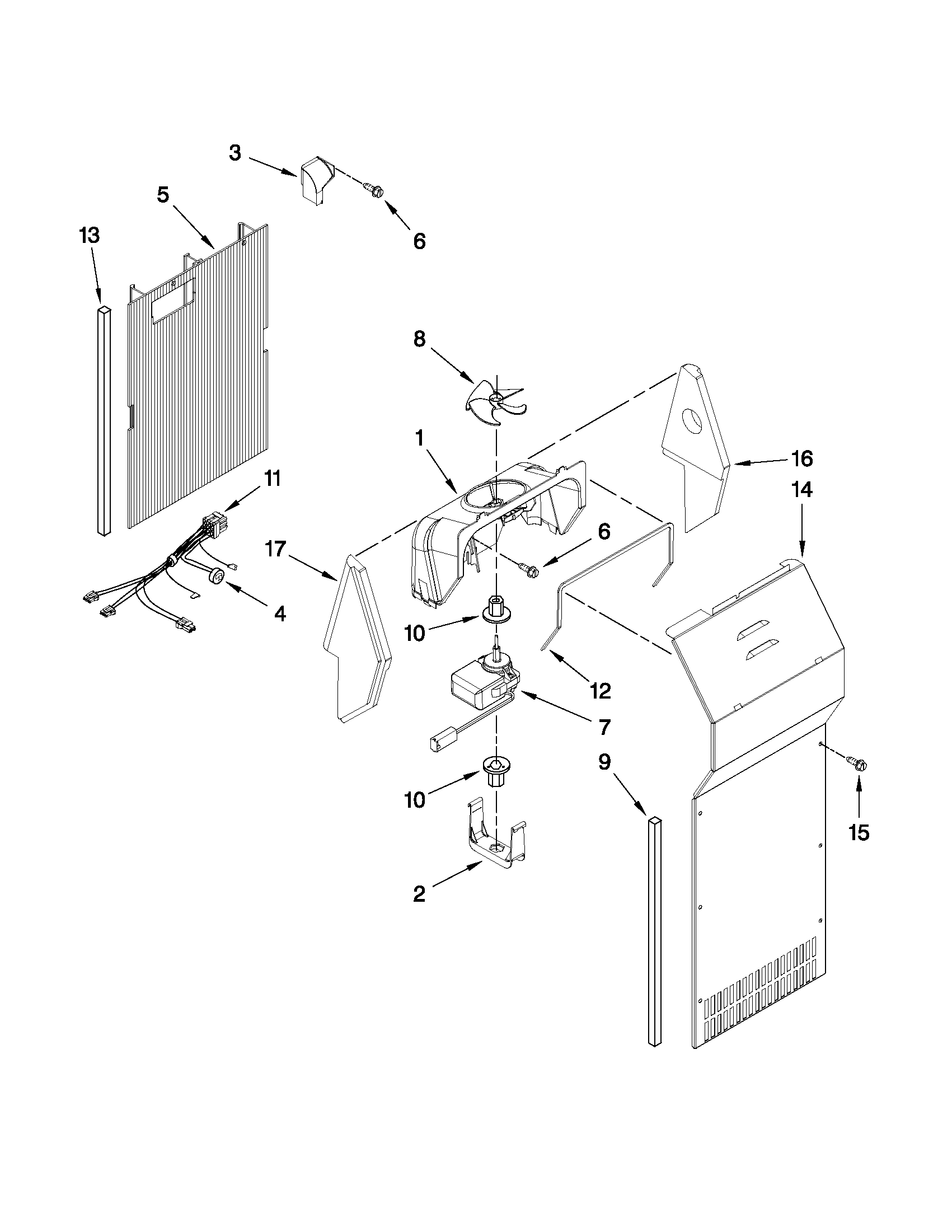 Kenmore 10641263804 air flow parts diagram