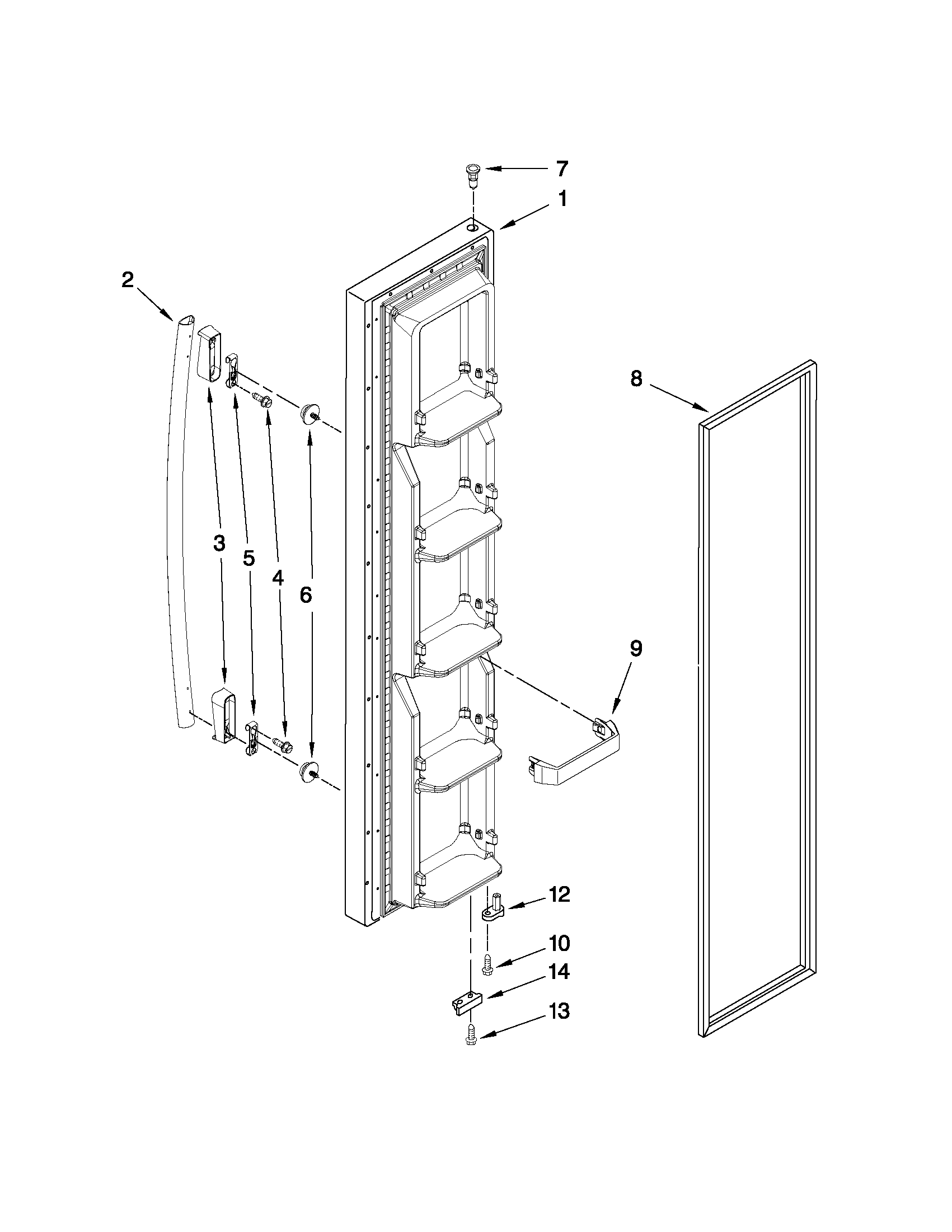 Kenmore 10641263804 freezer door parts diagram