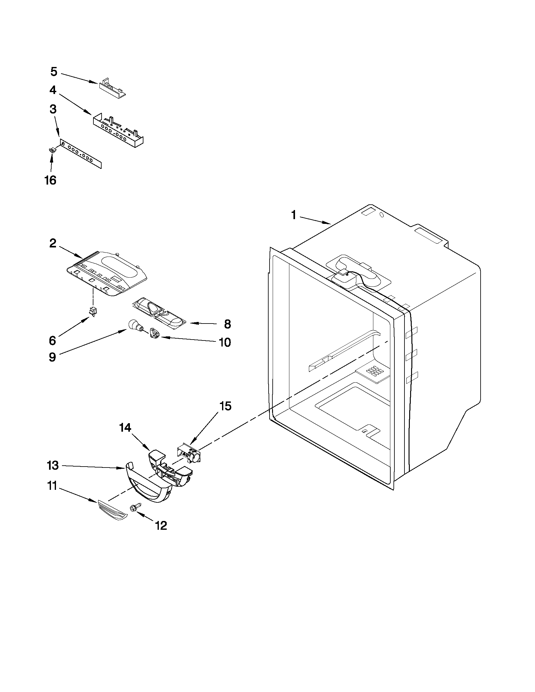 Kenmore 59679523015 refrigerator liner parts diagram