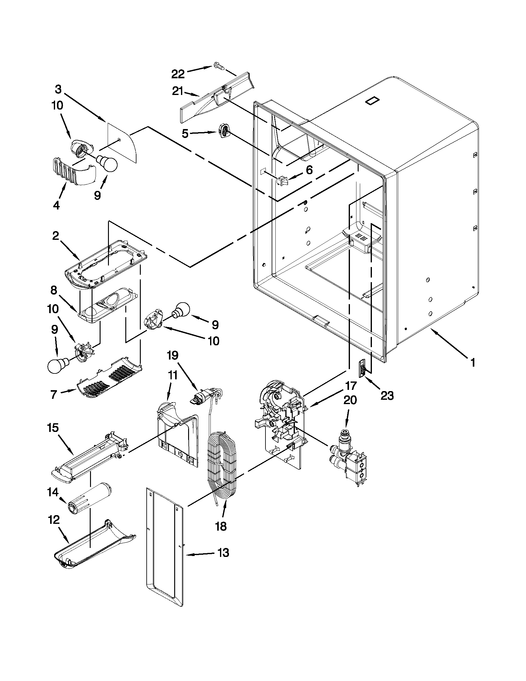 Kenmore 59679242016 refrigerator liner parts diagram