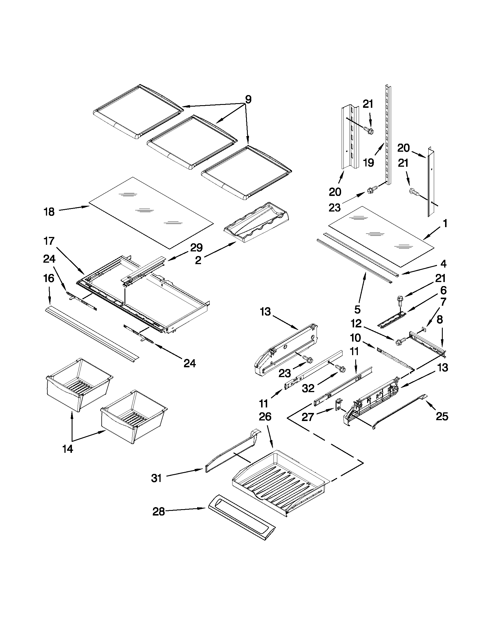Kenmore 59679242016 shelf parts diagram