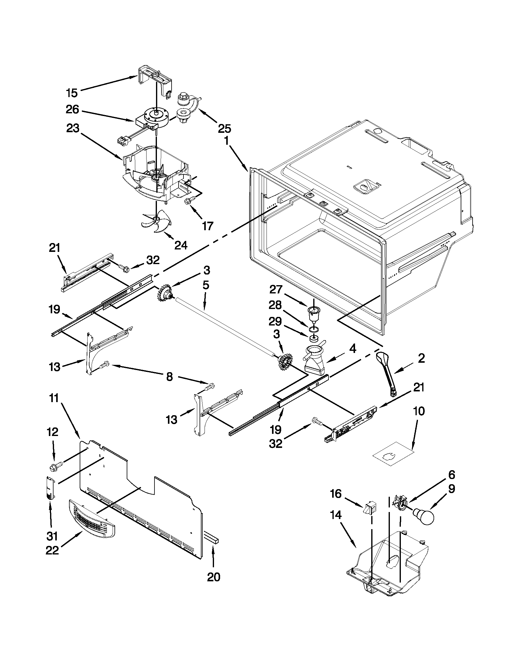 Kenmore 59679242016 freezer liner parts diagram