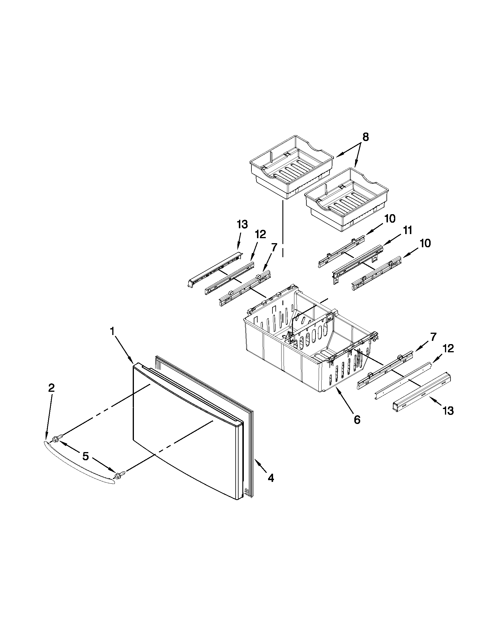 Kenmore 59679242016 freezer door parts diagram