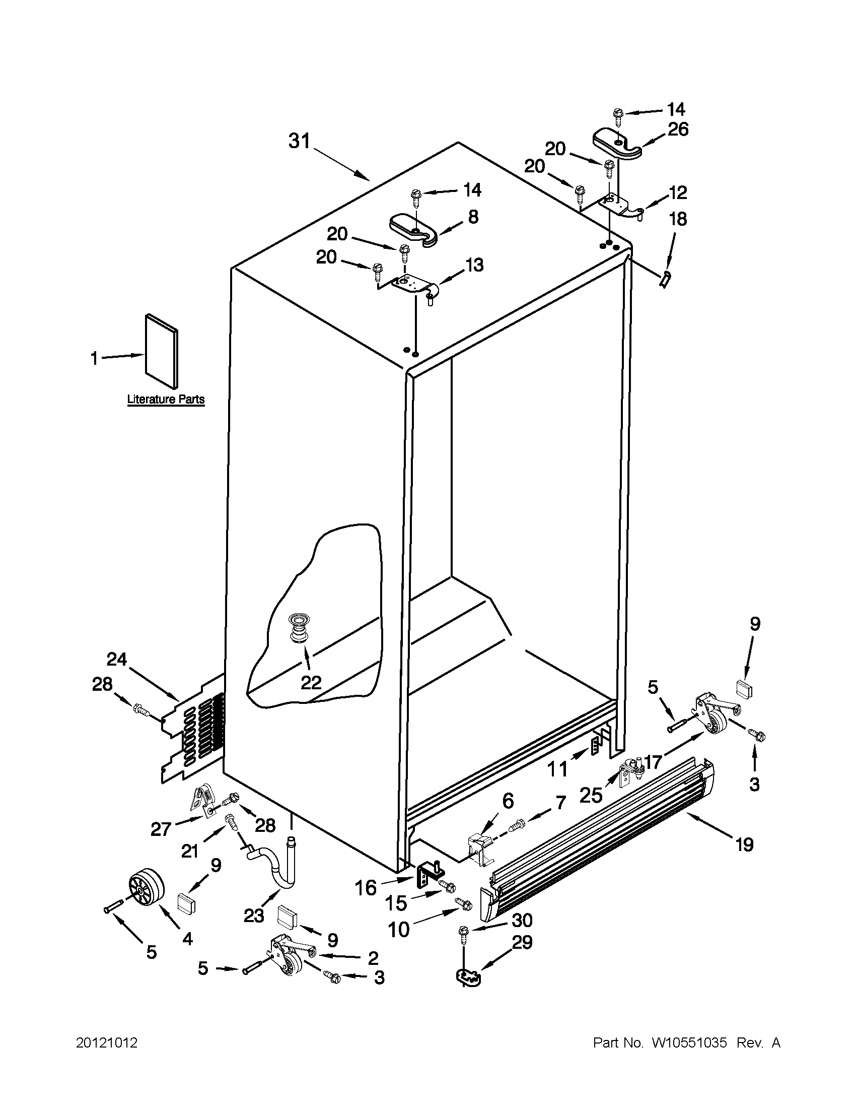 Kenmore 10640212011 cabinet parts diagram