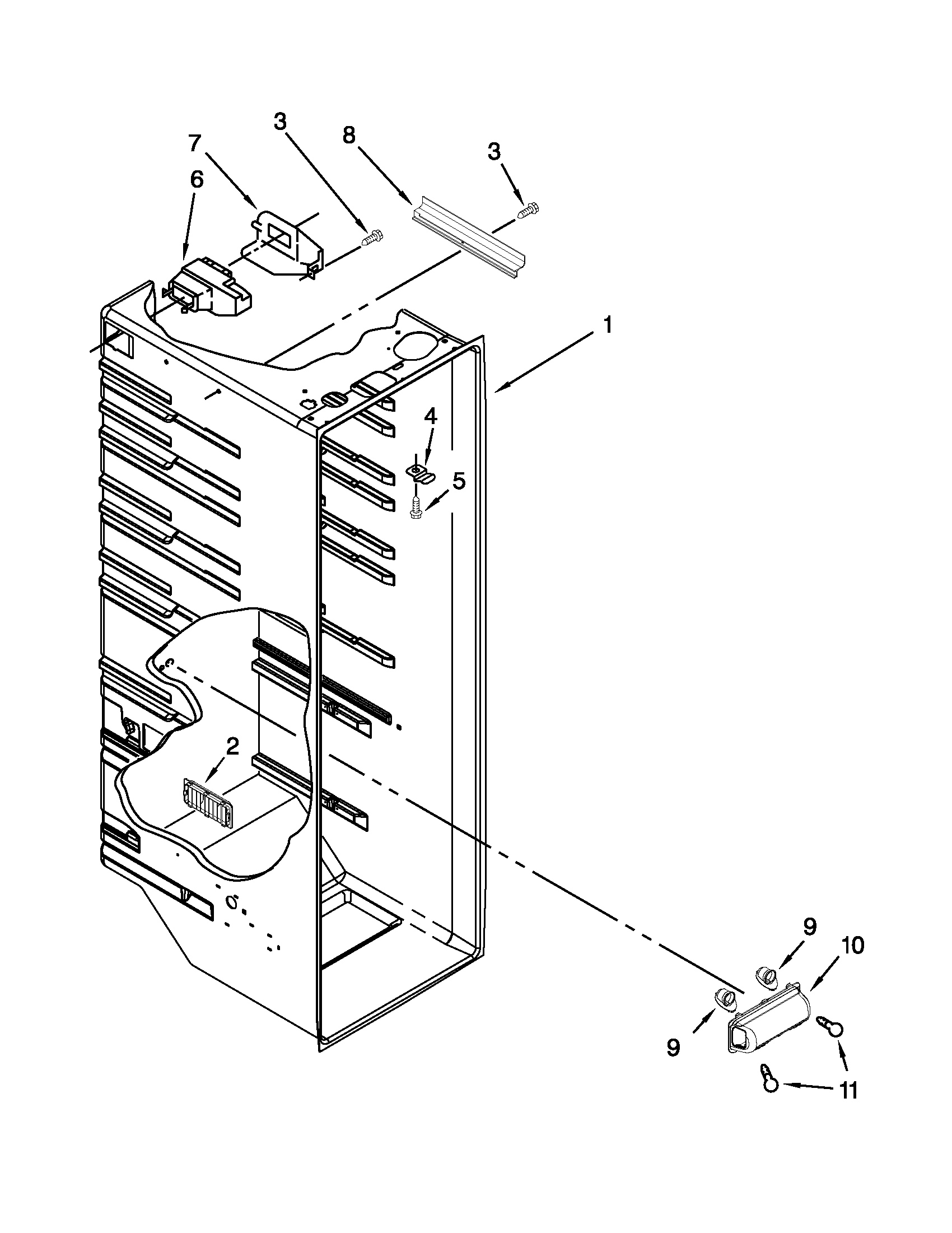 Kenmore 10640212011 refrigerator liner parts diagram