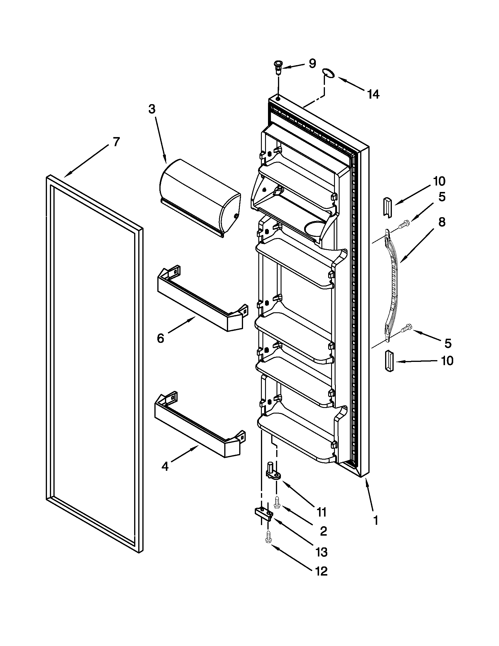 Kenmore 10640212011 refrigerator door diagram