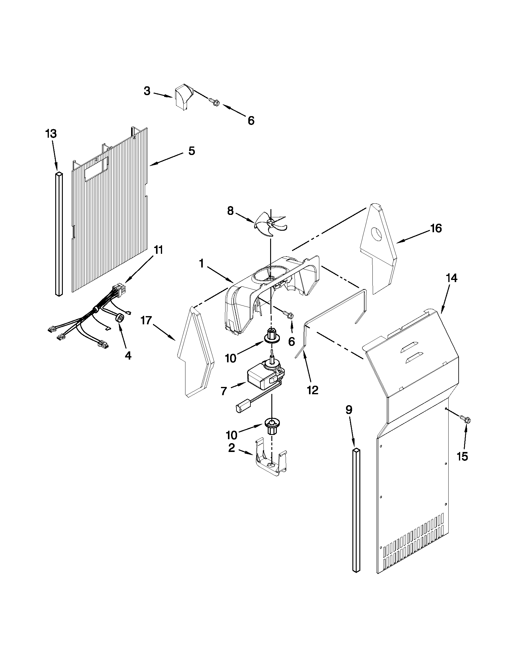 Kenmore 10640212011 air flow parts diagram