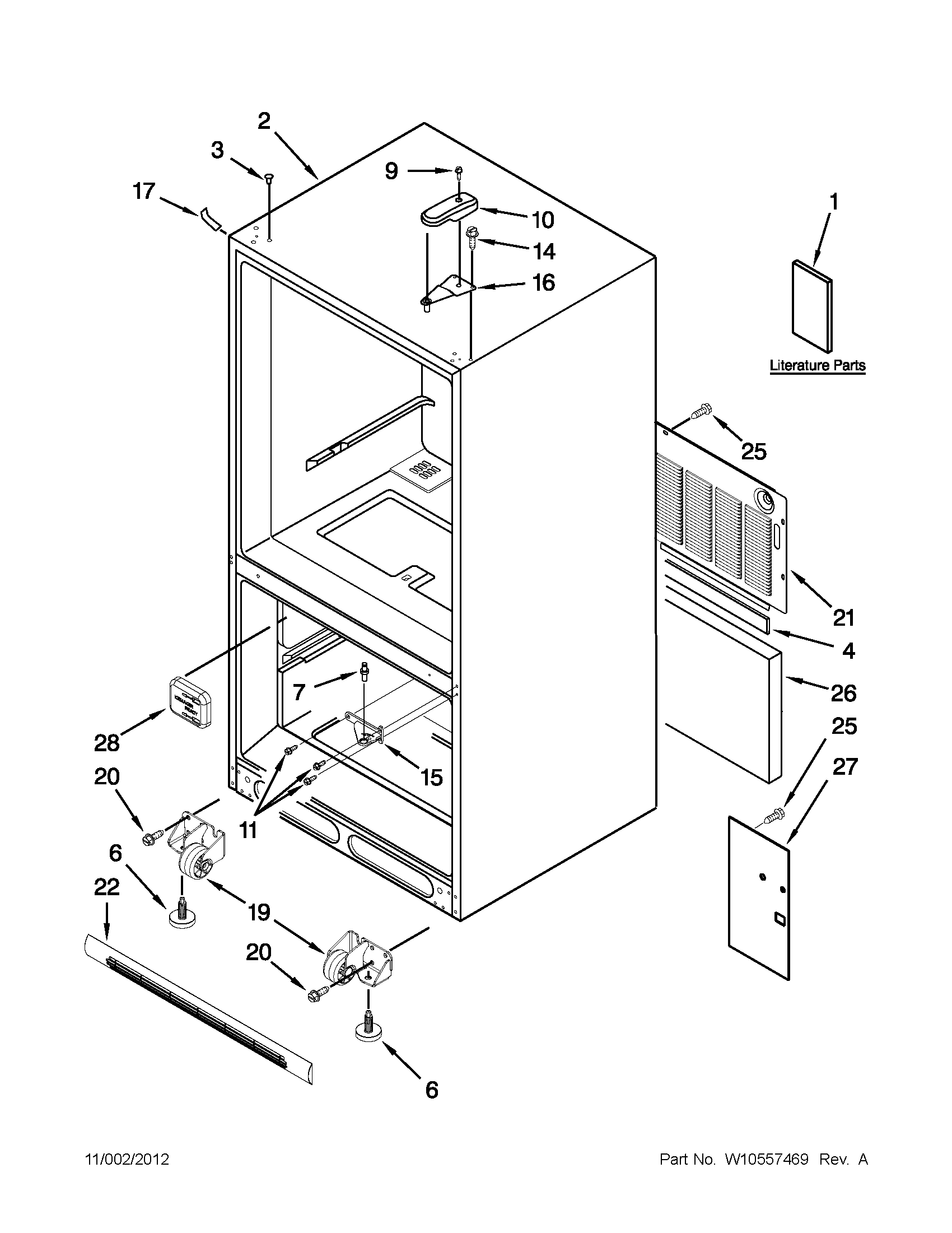 Kenmore 59669972013 cabinet parts diagram